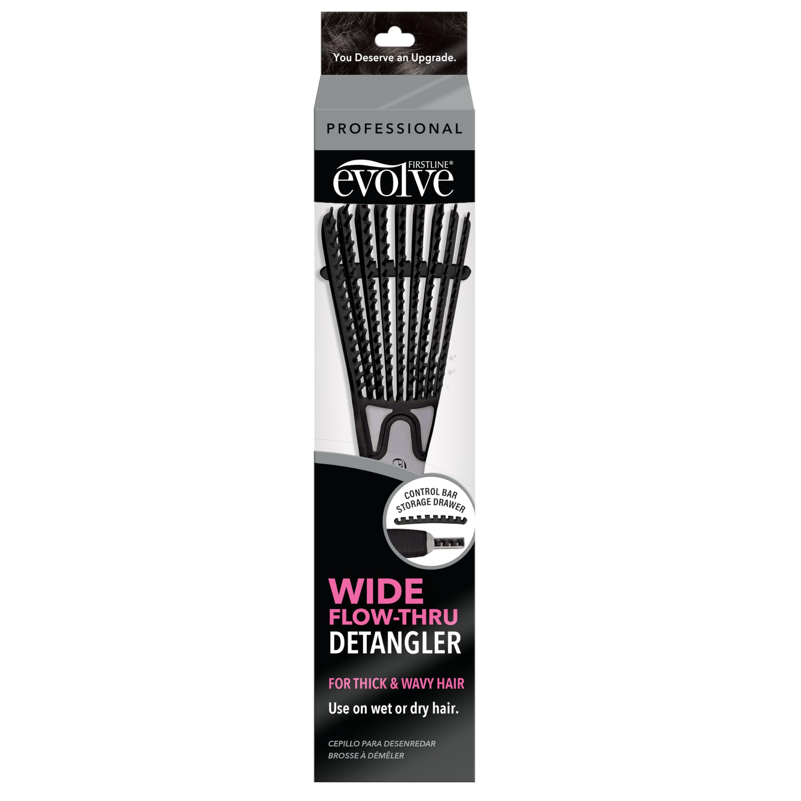 Evolve Wide Flow Thru Detangler Black - Thumbnail 2