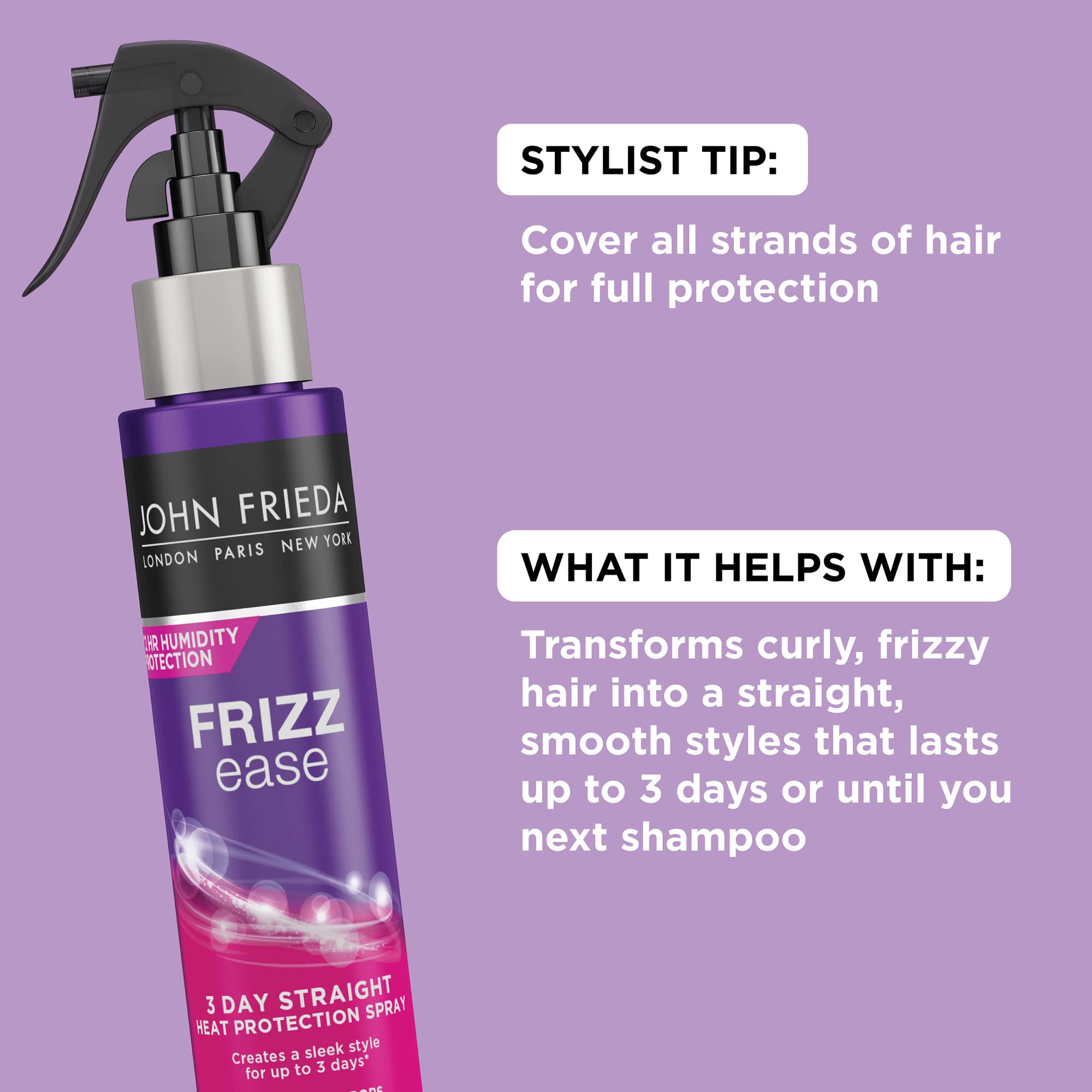John Frieda Frizz Ease 3 Day Straight Heat Protection Keeps Hair Straight and - Thumbnail 2