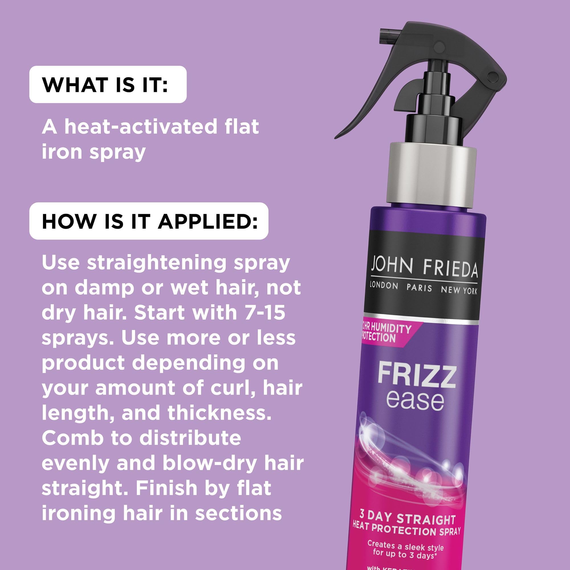 John Frieda Frizz Ease 3 Day Straight Heat Protection Keeps Hair Straight and - Thumbnail 3