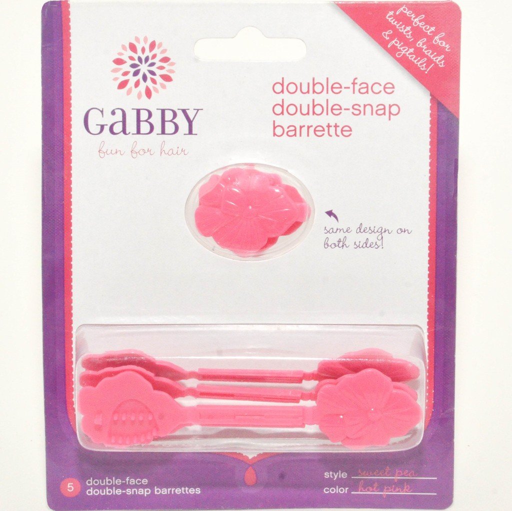 Gabby "sweet Pea" Double Face Double Snap Barrette Hot Pink