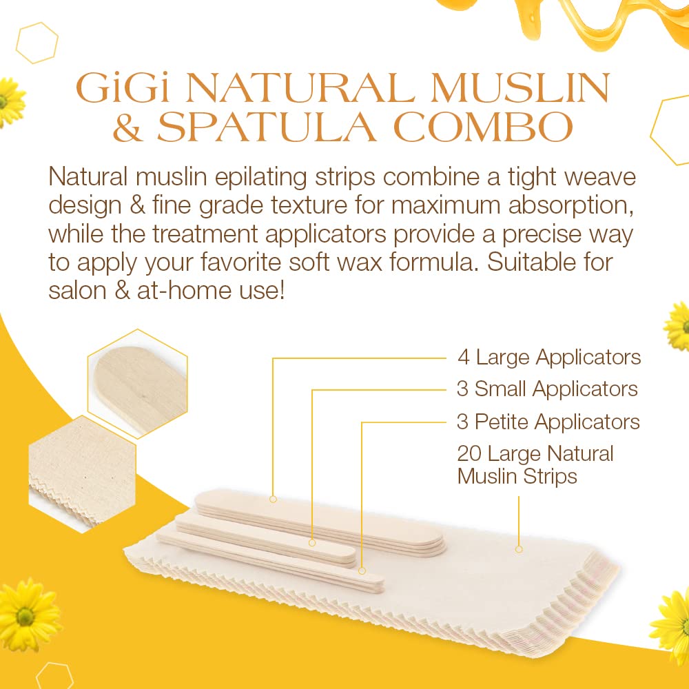 Gigi Natural Muslin Epilating Strips Wax Applicators Hair Removal Waxing Kit - Thumbnail 2