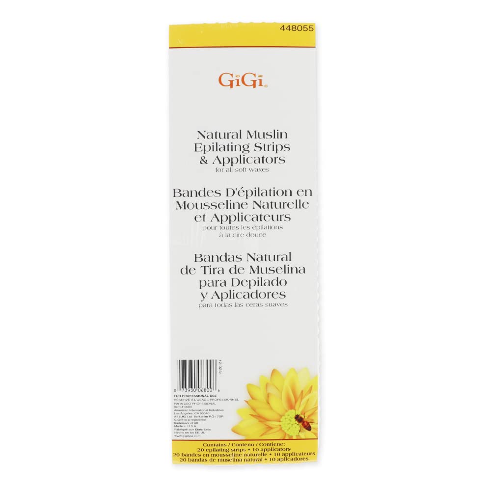 Gigi Natural Muslin Epilating Strips Wax Applicators Hair Removal Waxing Kit