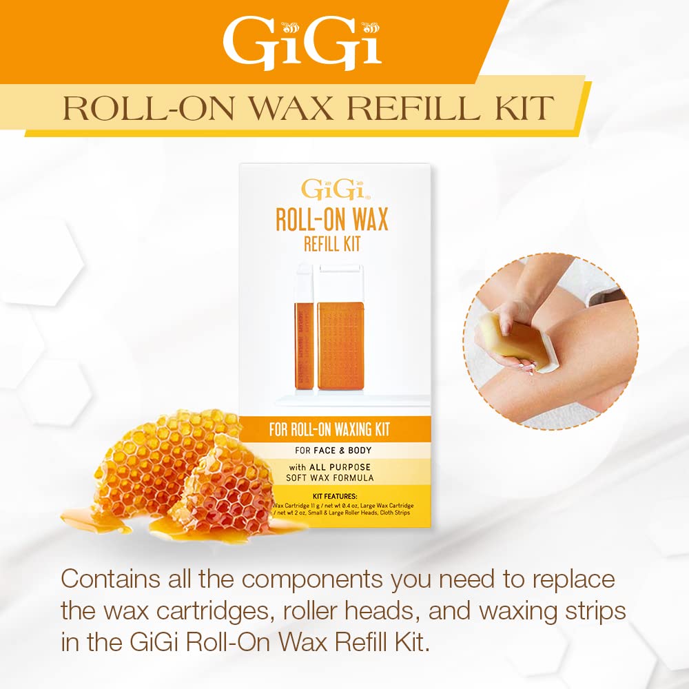 Gigi Roll On Wax Kit Refills All Purpose Soft Wax Roller Kit for Face Body Hair - Thumbnail 3
