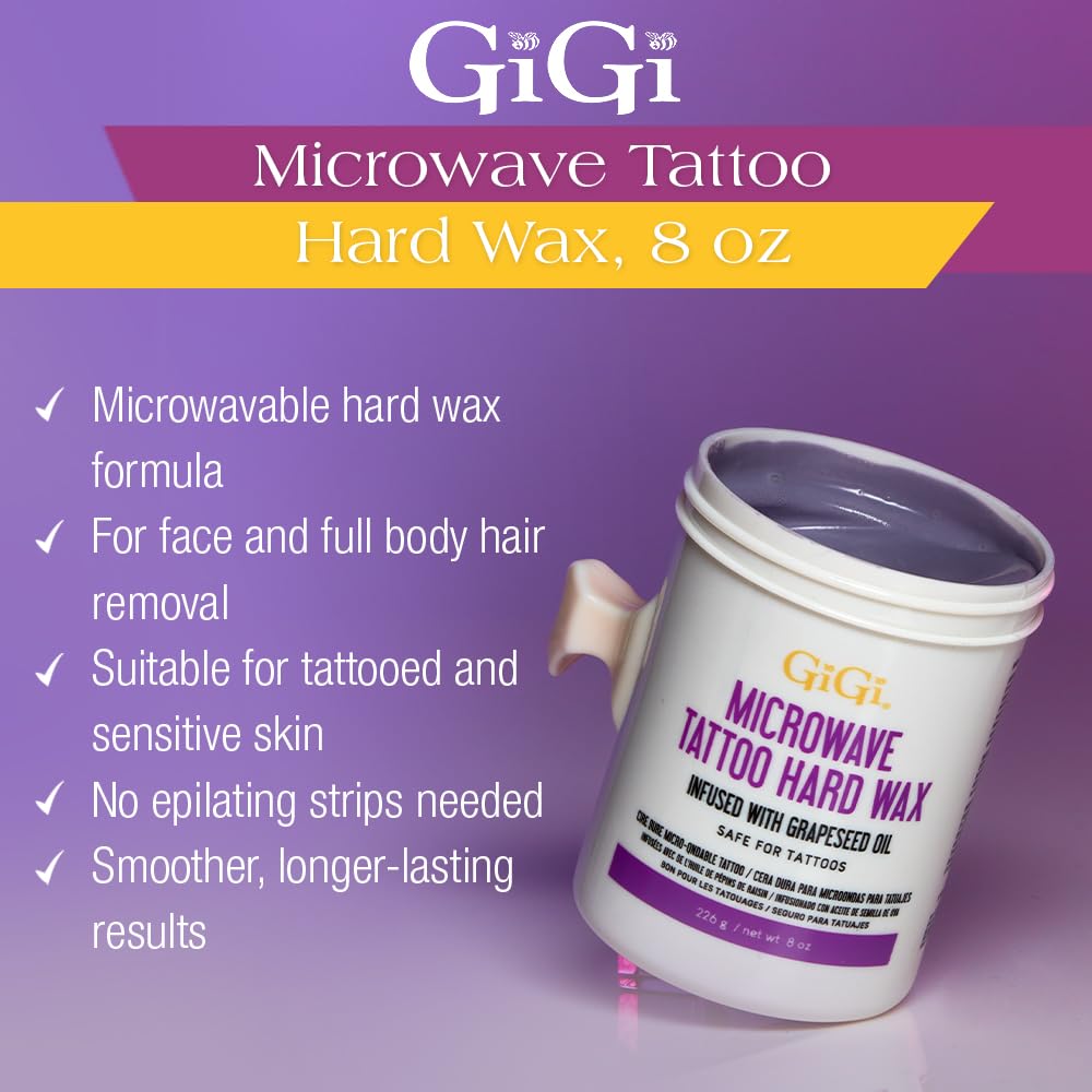 Gigi Microwave Tattoo Hard Wax for Hair Removal Grapeseed Oil Infused Safe for - Thumbnail 2