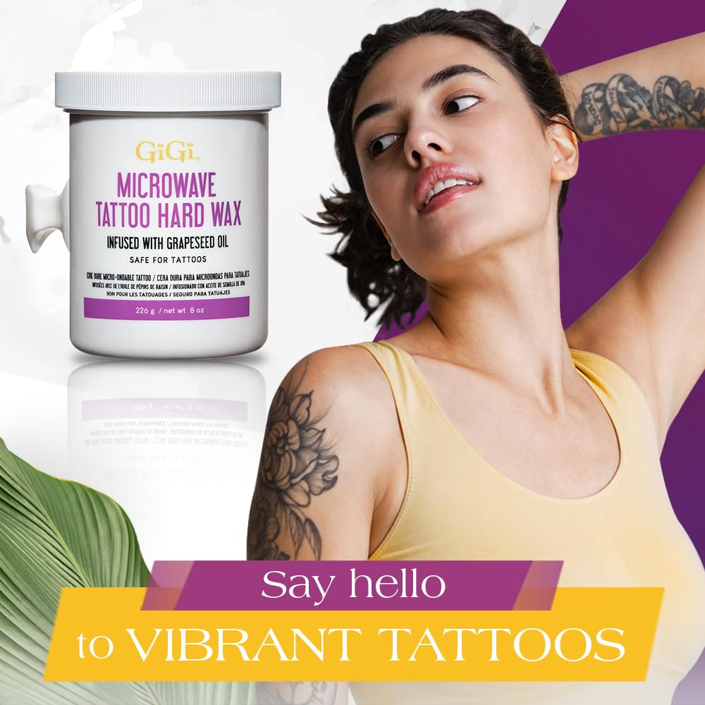 Gigi Microwave Tattoo Hard Wax for Hair Removal Grapeseed Oil Infused Safe for - Thumbnail 3