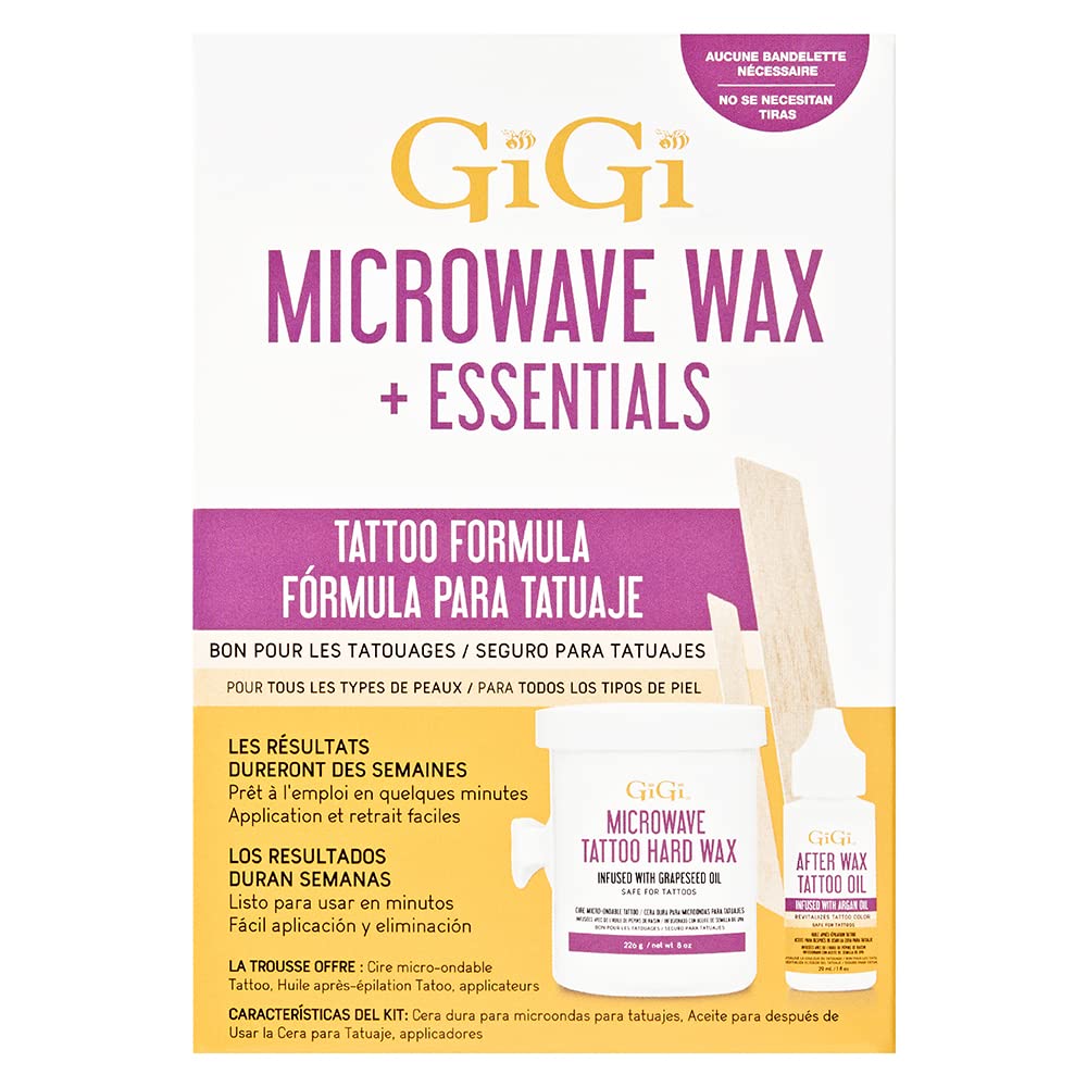 Gigi Microwave Tattoo Hard Wax Kit Hair Removal Wax for Sensitive Skin Tattoos
