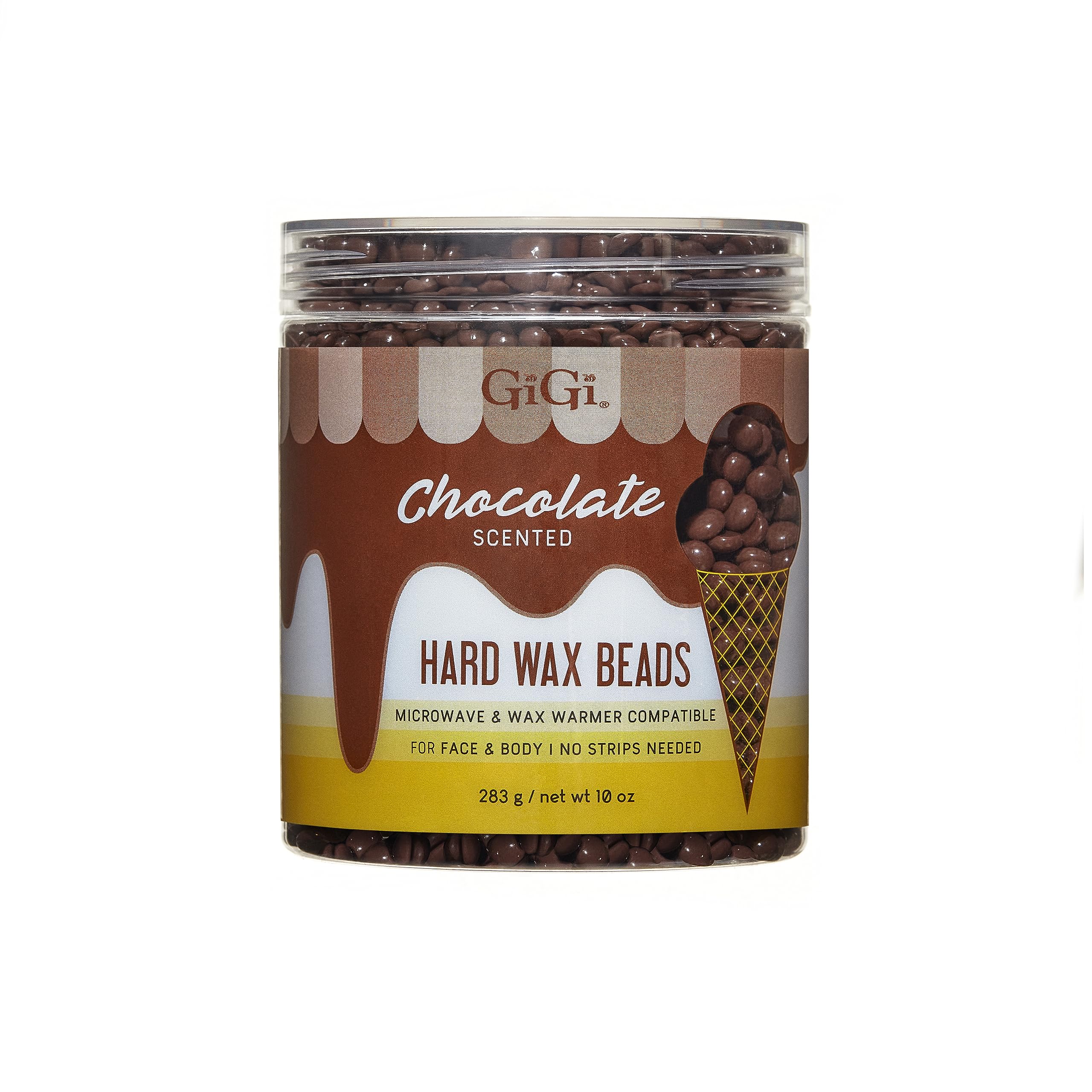 Gigi Hard Wax Beads for Hair Removal Chocolate Scented Strip Free for Face Body