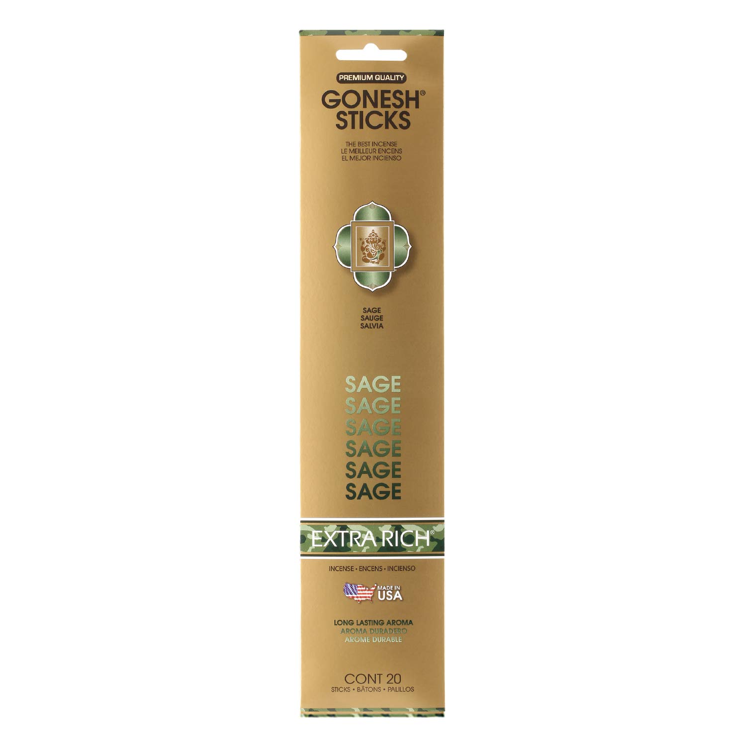 Sage 20 Stick Pack Extra Rich Incense By Gonesh
