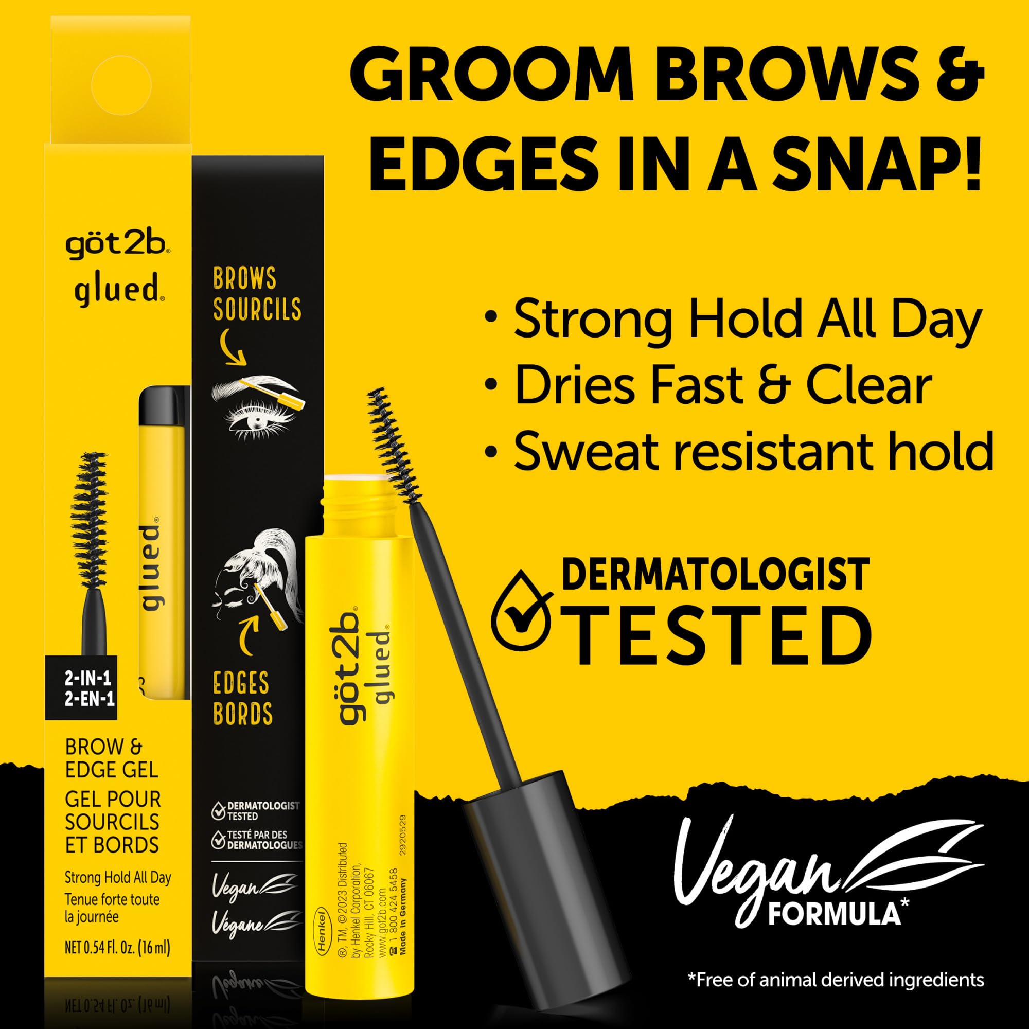 Got2b Glued 2 In 1 Brow Gel Edge Control 0.54 Fl Oz Strong Hold Styling Eyebrow - Thumbnail 3