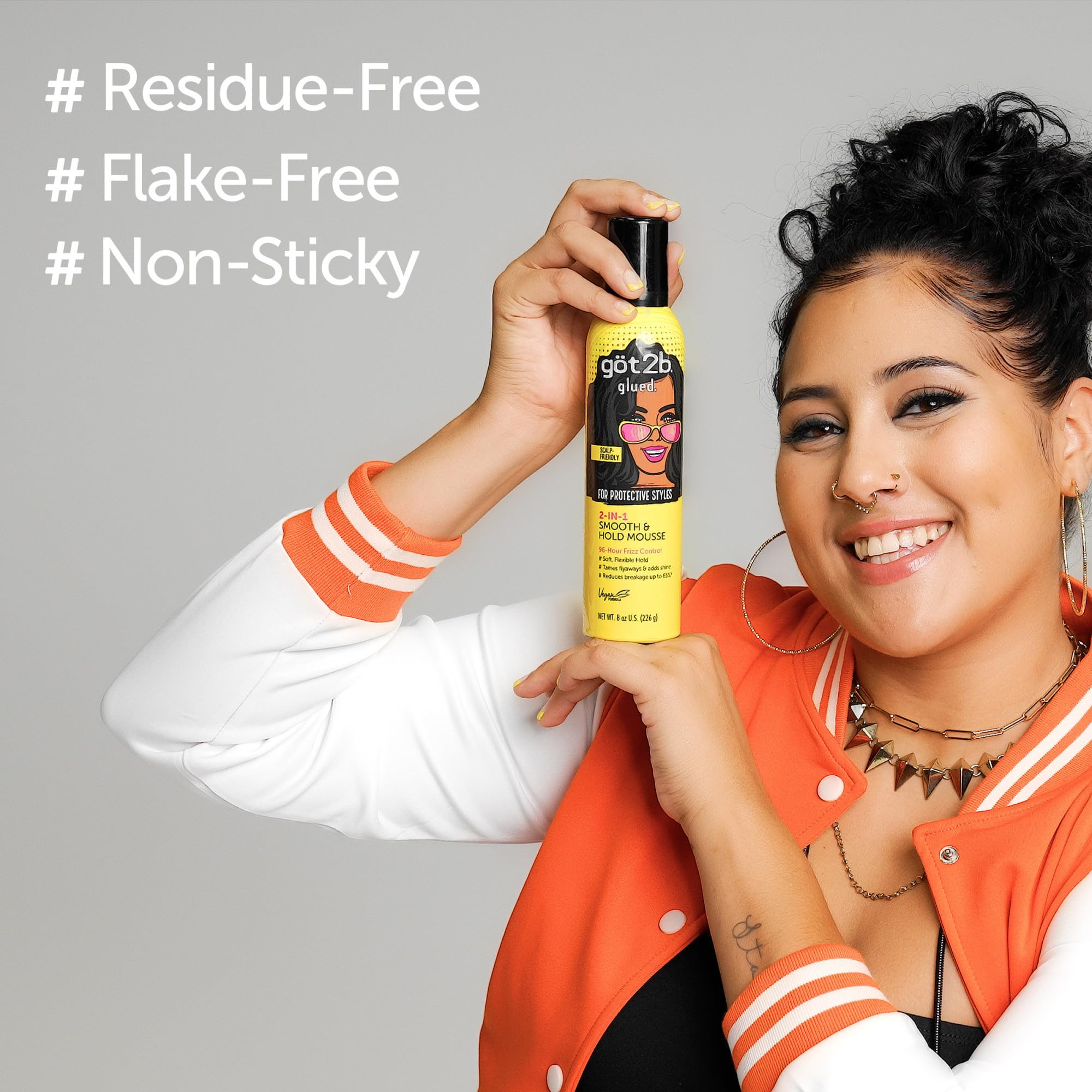 Got2b Glued 2 In 1 Smooth Hold Hair Mousse 8 Fl Oz 96 Hour Frizz Control Soft - Thumbnail 3