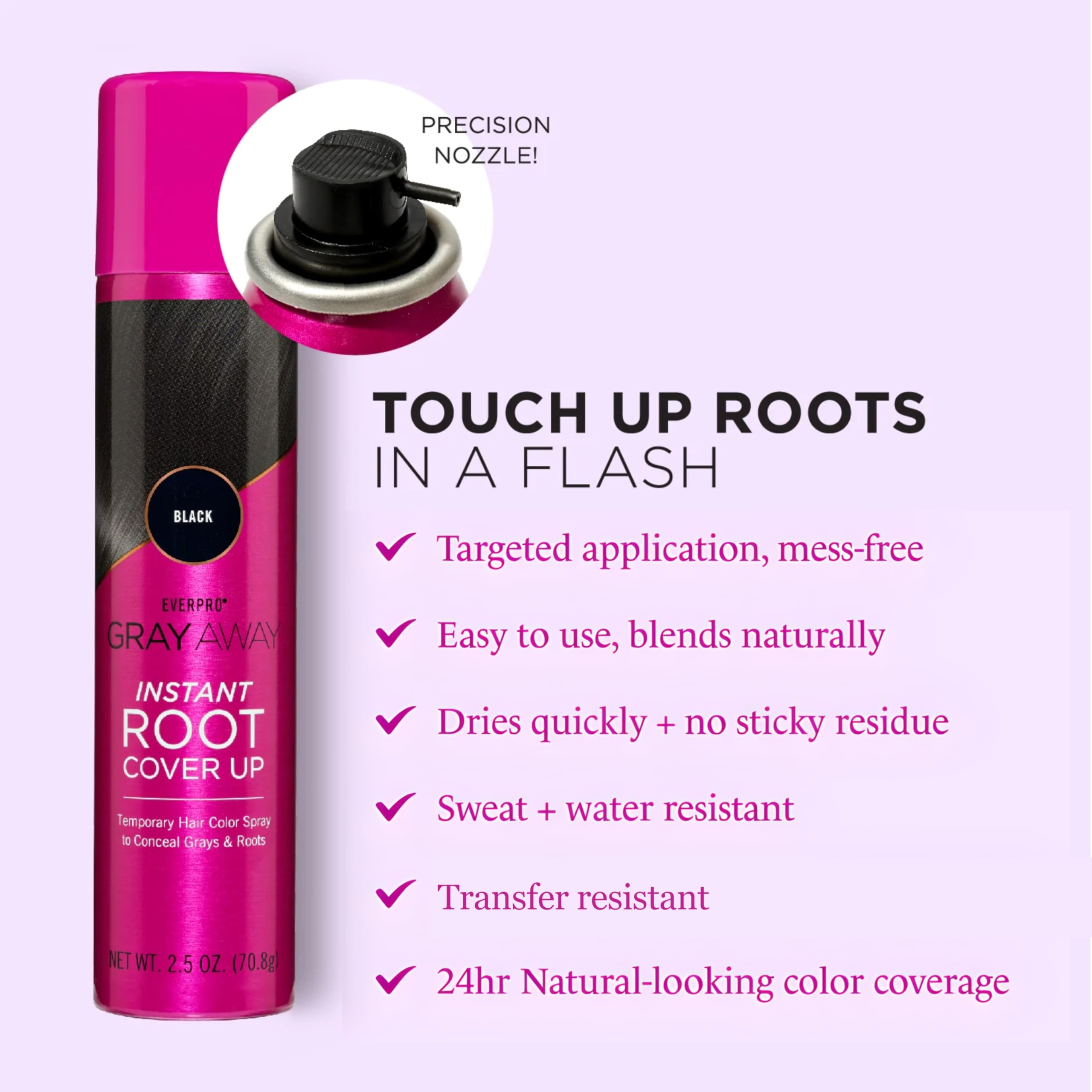 Everpro Gray Away Instant Root Cover Up Black 2.5 oz
