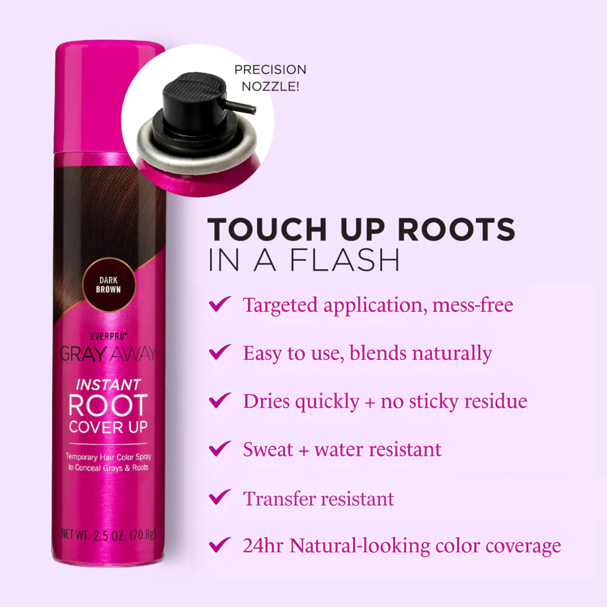 Everpro Gray Away Instant Root Cover Up Dark Brown 2.5 oz