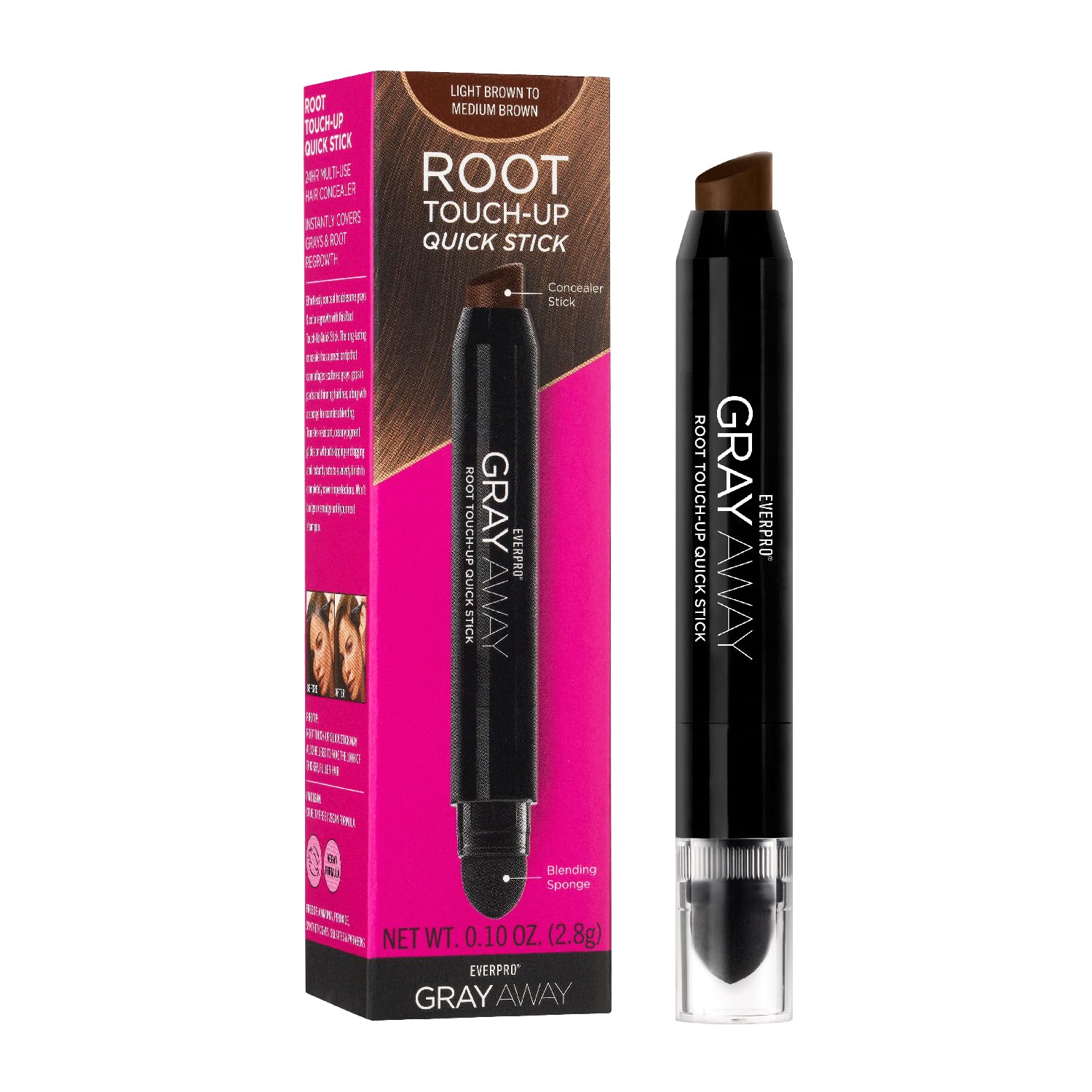 Everpro Gray Away Root Touchup Quick Stick Light Brown 0.1 oz - Thumbnail 2