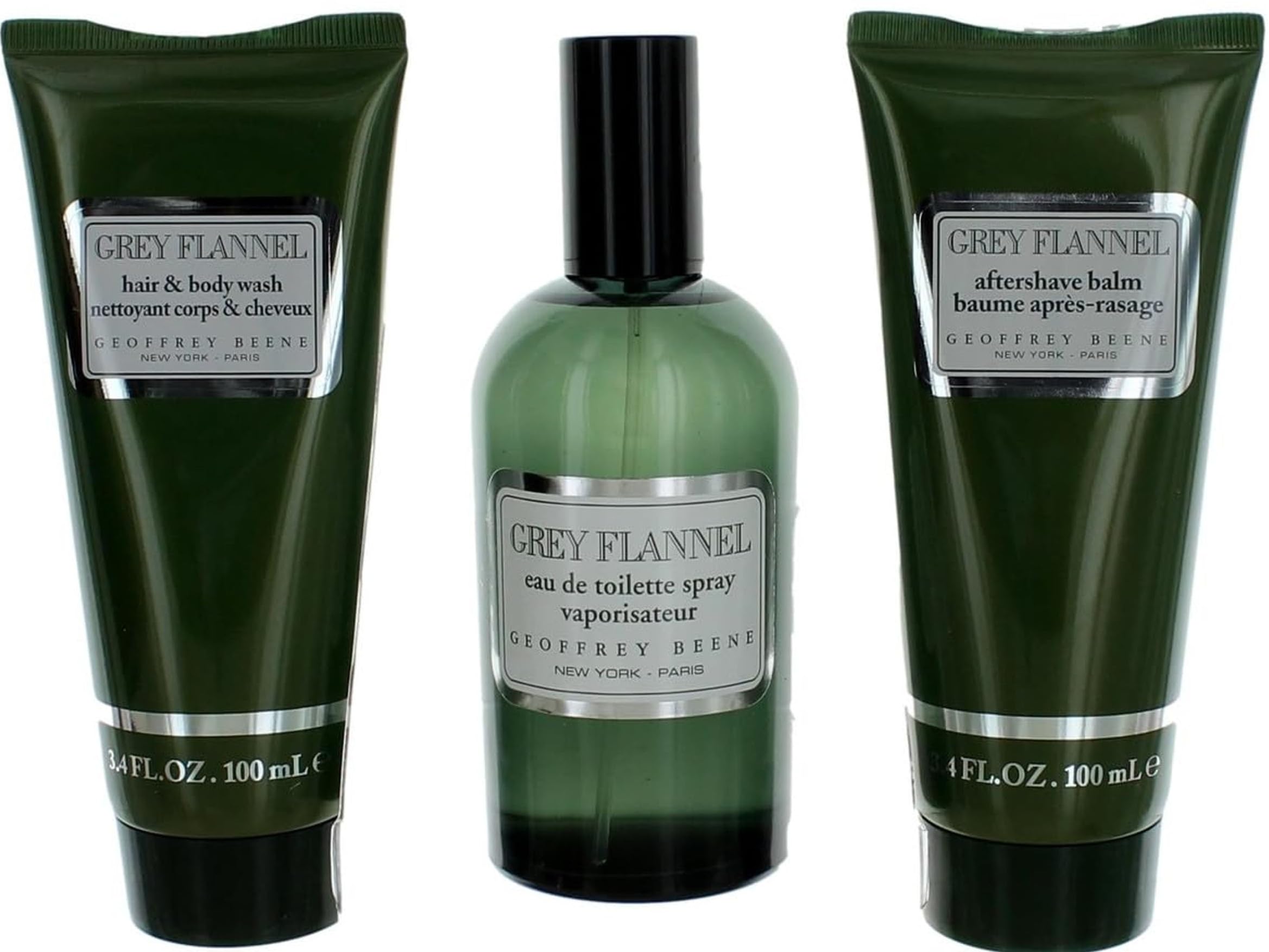GREY FLANNEL(M)(W/B)(LI FREE)3PC SET(4.0oz edt sp, 3.4oz after shave balm, 3.4 hair & body wash)