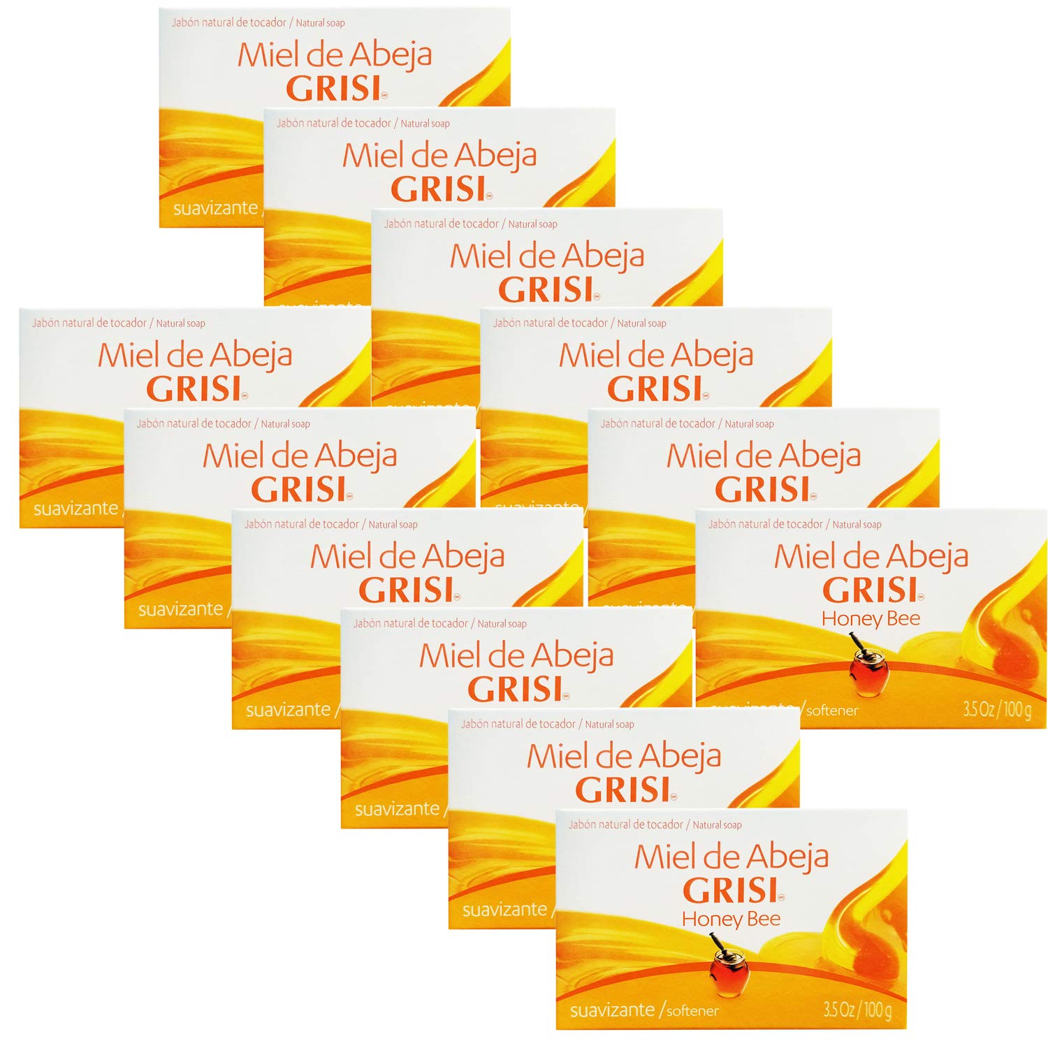 12pk Honey Bee Soap Jabon Miel de Abeja Grisi By Grisi 3.5 oz