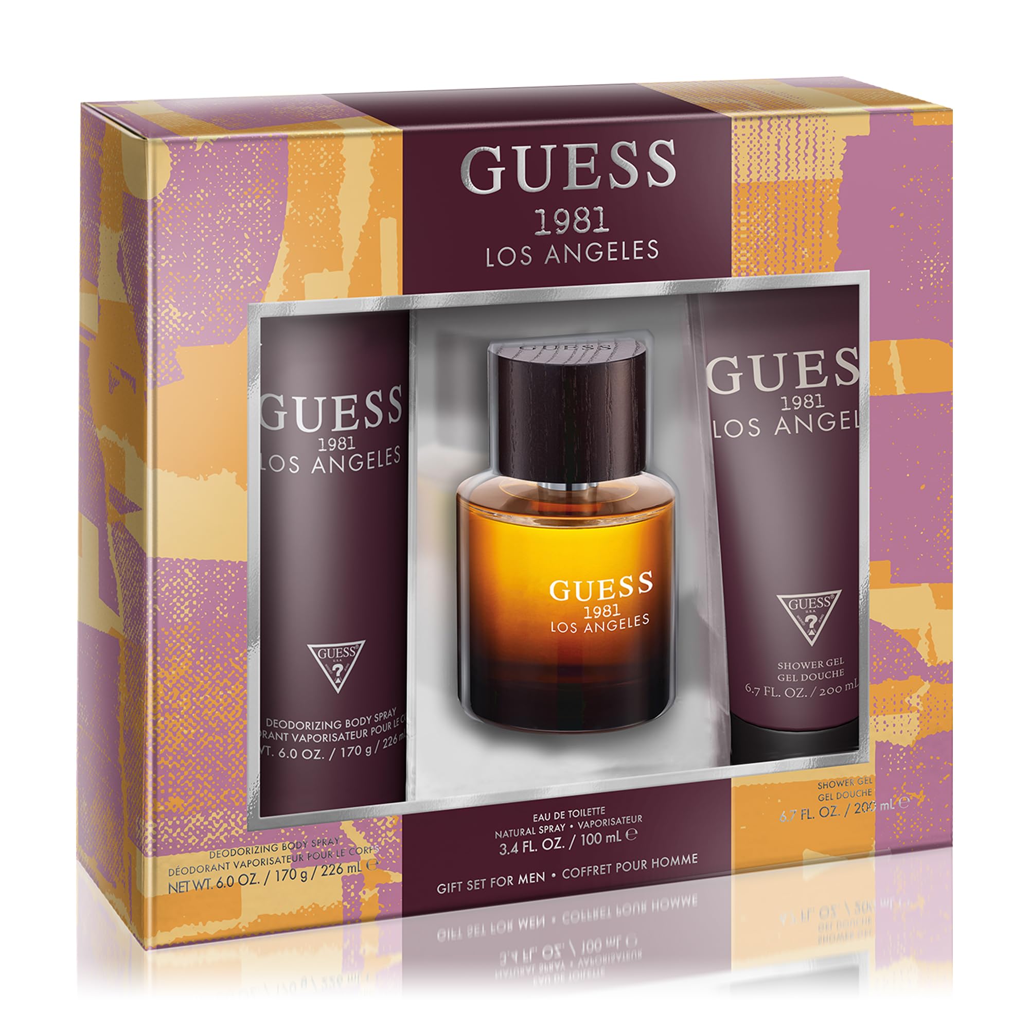 [Set] Guess 1981 Los Angeles Men/homme 3 Piece Cologne 3.4 Fl. Oz. Deodorizing Body .