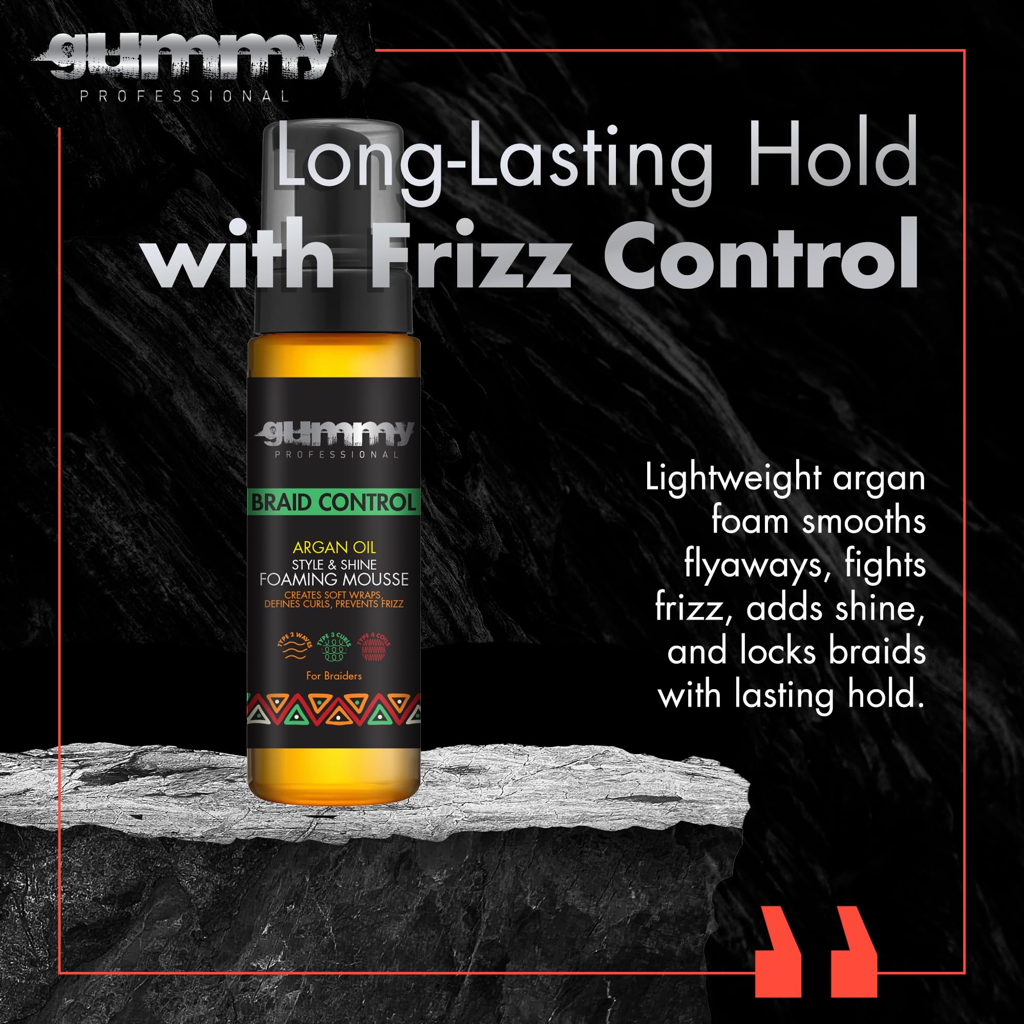 Braid Control Foaming Mousse Alcohol Free Argan Oil Styling Foam Frizz Control - Thumbnail 2