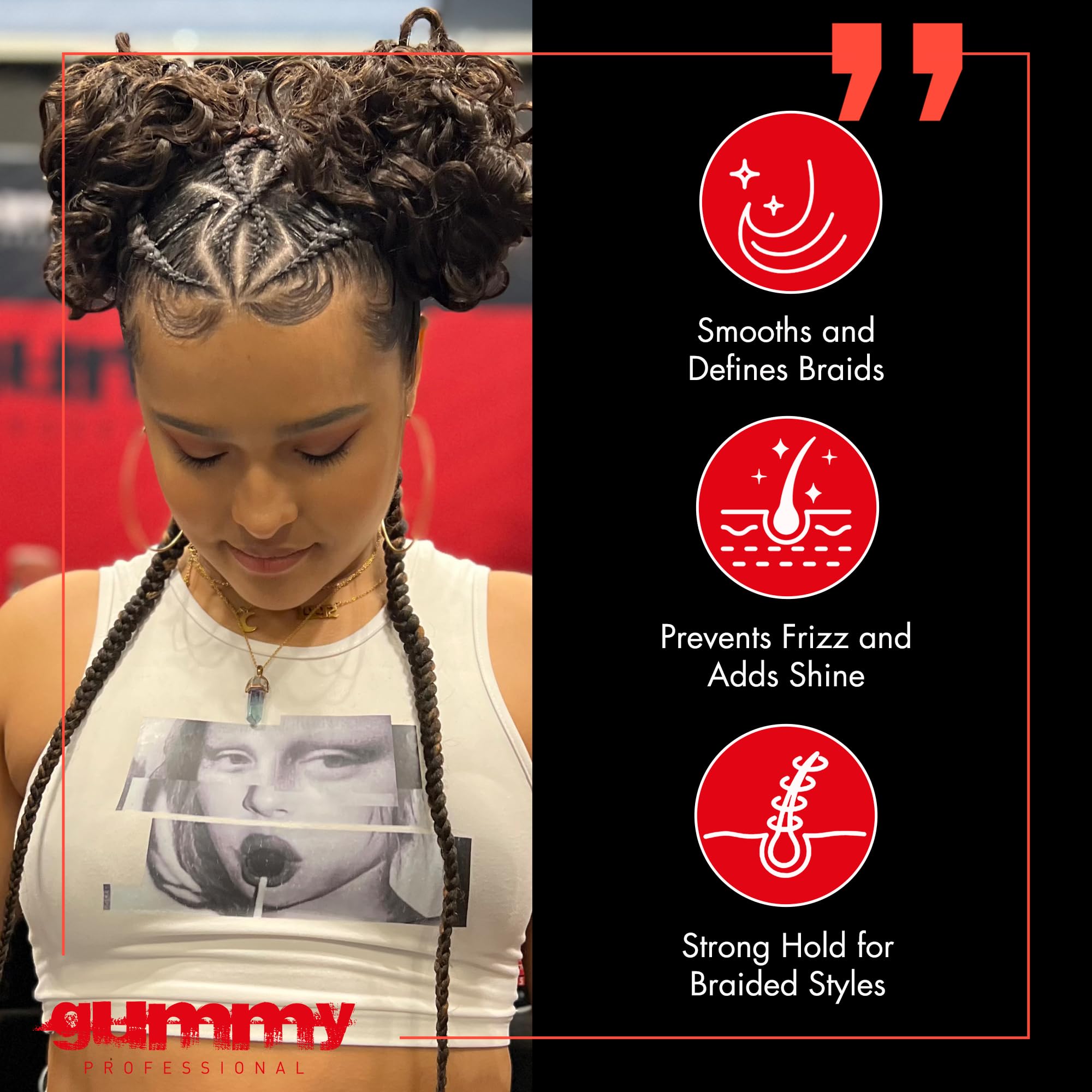 Braid Control Foaming Mousse Alcohol Free Argan Oil Styling Foam Frizz Control - Thumbnail 3