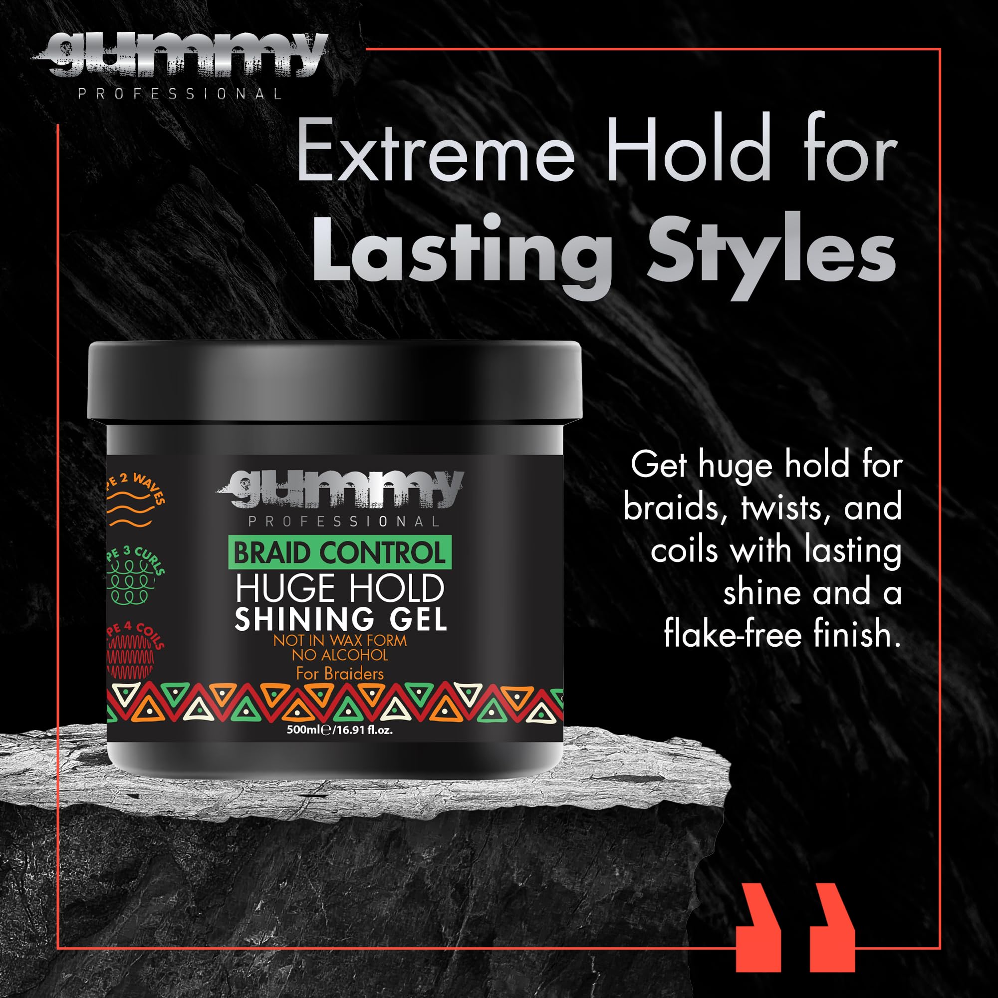 Gummy Professional Braid Control Hair Gel Extreme Hold Edge Control for Braids - Thumbnail 2