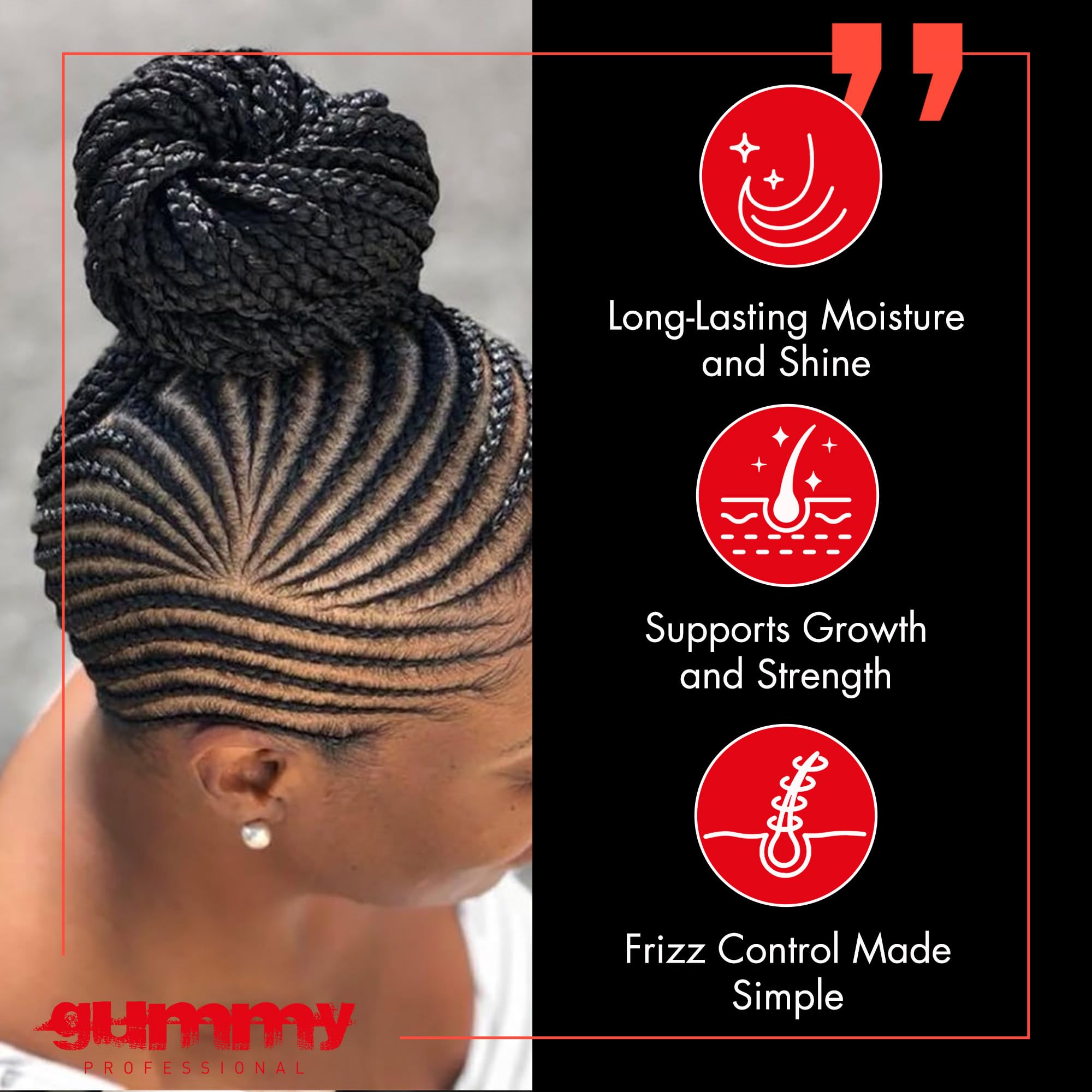 Gummy Professional Braid Control Scalp Hair Oil Moisturizing Growth Oil and Men - Thumbnail 3