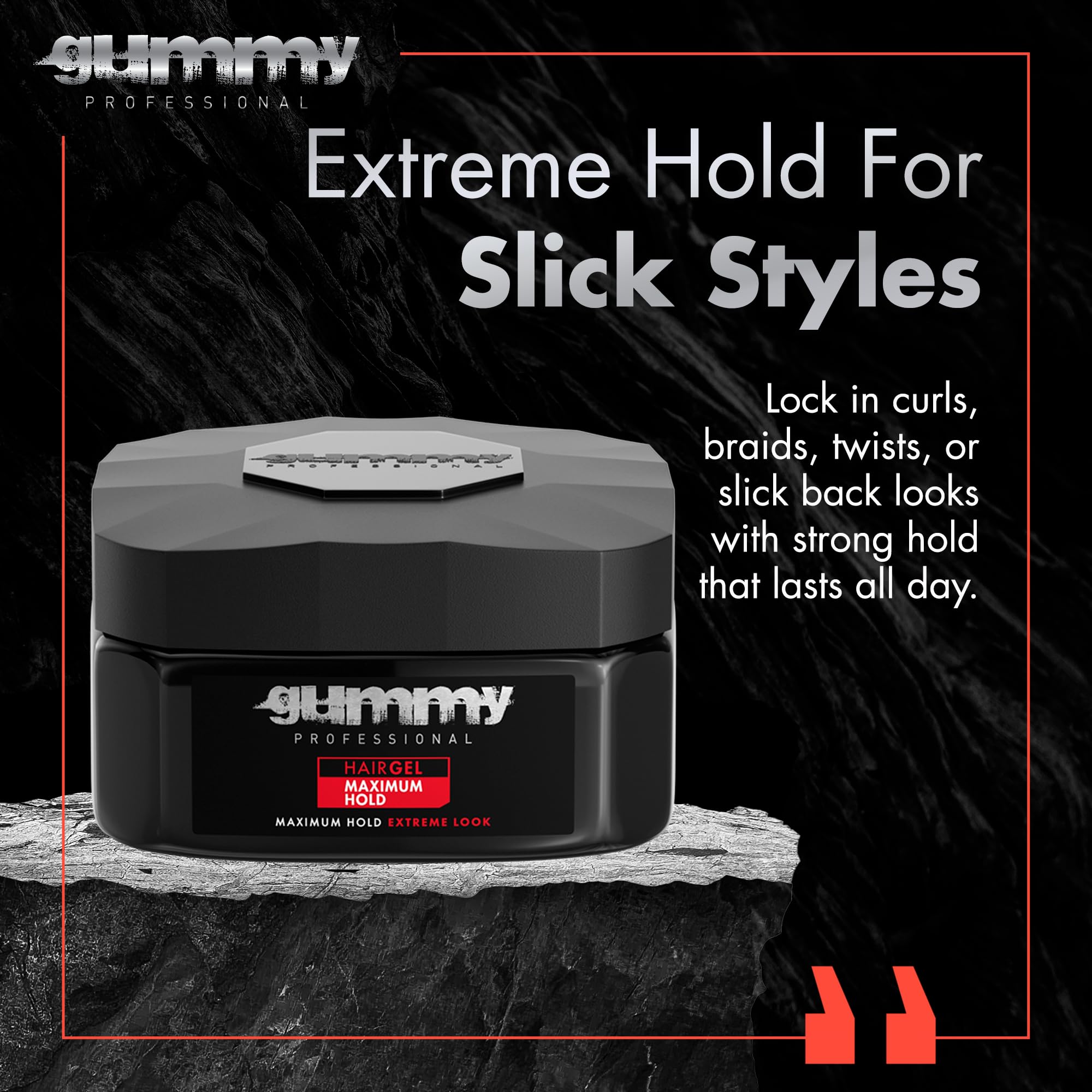 Gummy Professional Hair Gel and Women Strong Hold Styling Gel for Slick Back