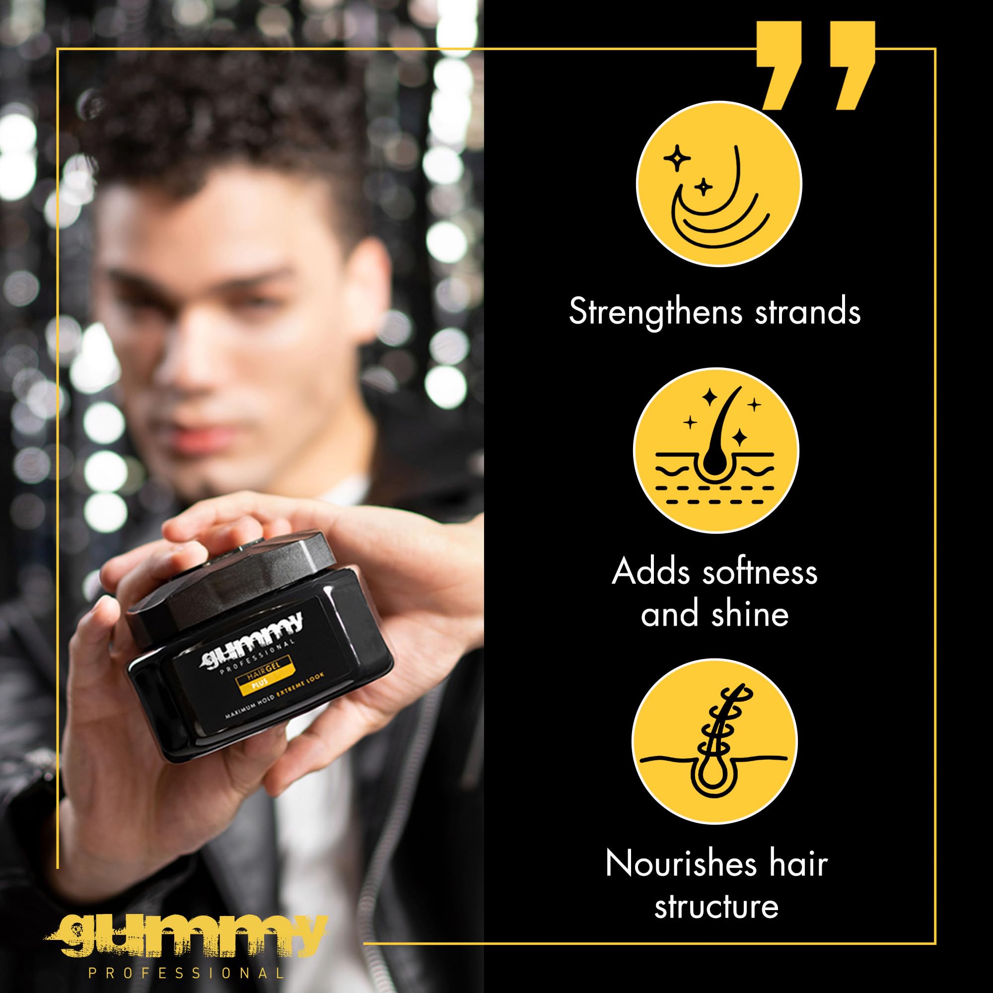 Gummy Professional Plus Hair Gel and Women Strong Hold Styling Gel for Slick - Thumbnail 3