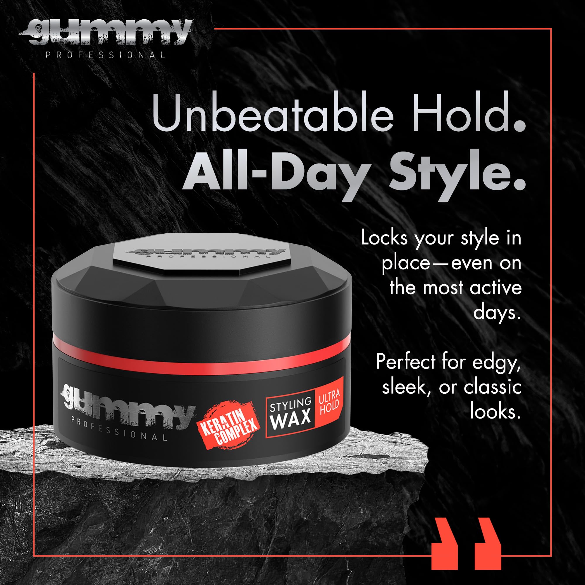 Gummy Professional Hair Wax Ultra Hold Styling Pomade for Dry Damp Hair Water - Thumbnail 2