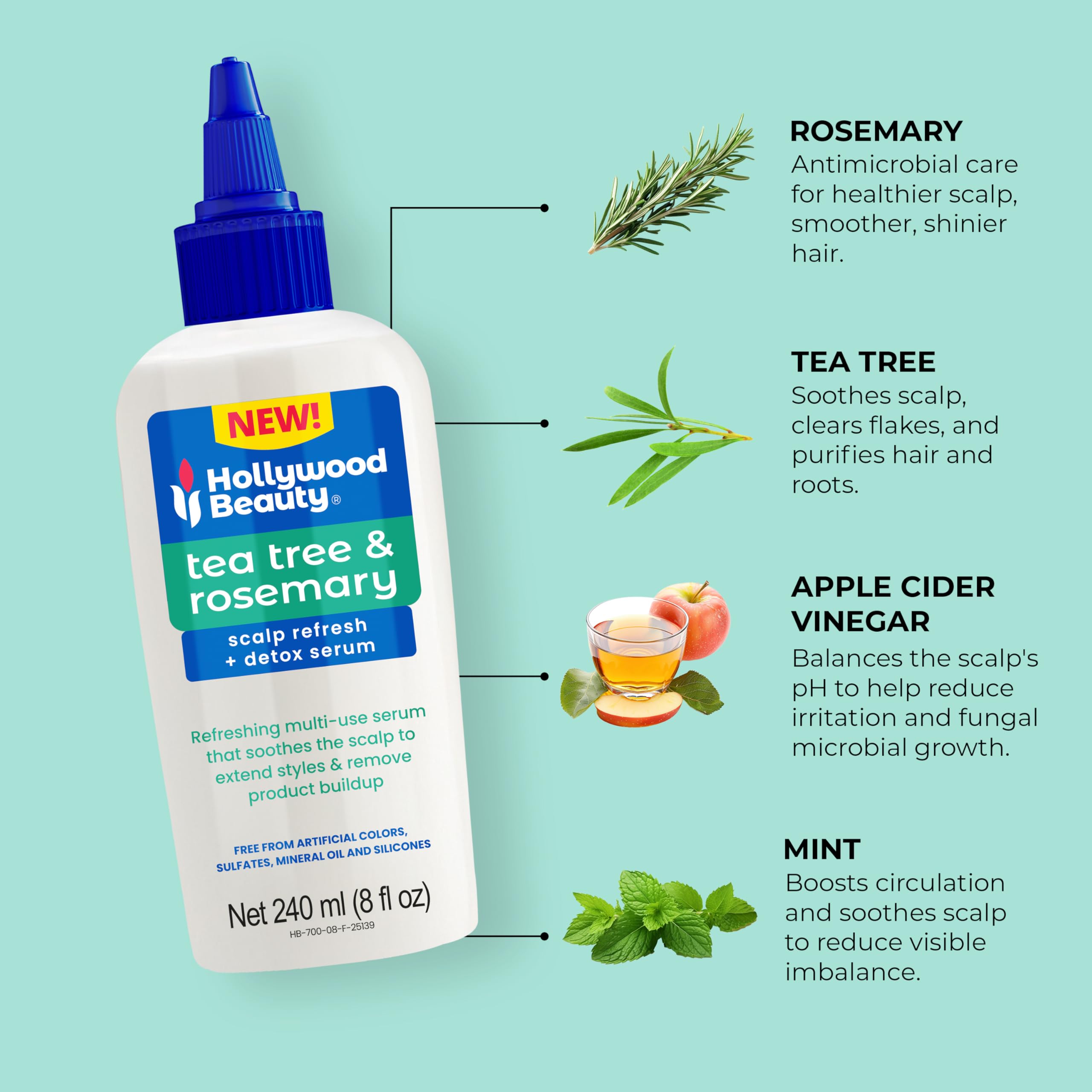Hollywood Beauty Tea Tree Rosemary Scalp Refresh + Detox Serum Soothes the - Thumbnail 3