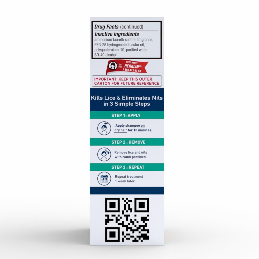 Herklin Lice Treatment Shampoo Maximum Strength Easy To Apply 2 Fl Oz Bottle - Thumbnail 2