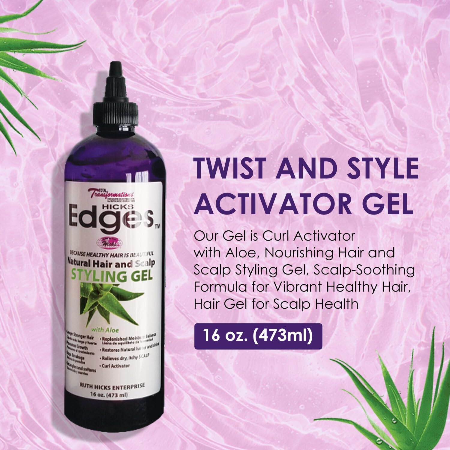 Hicks Edges Curl Activator Definer Twist Dry and Release Styling Gel With Aloe - Thumbnail 2