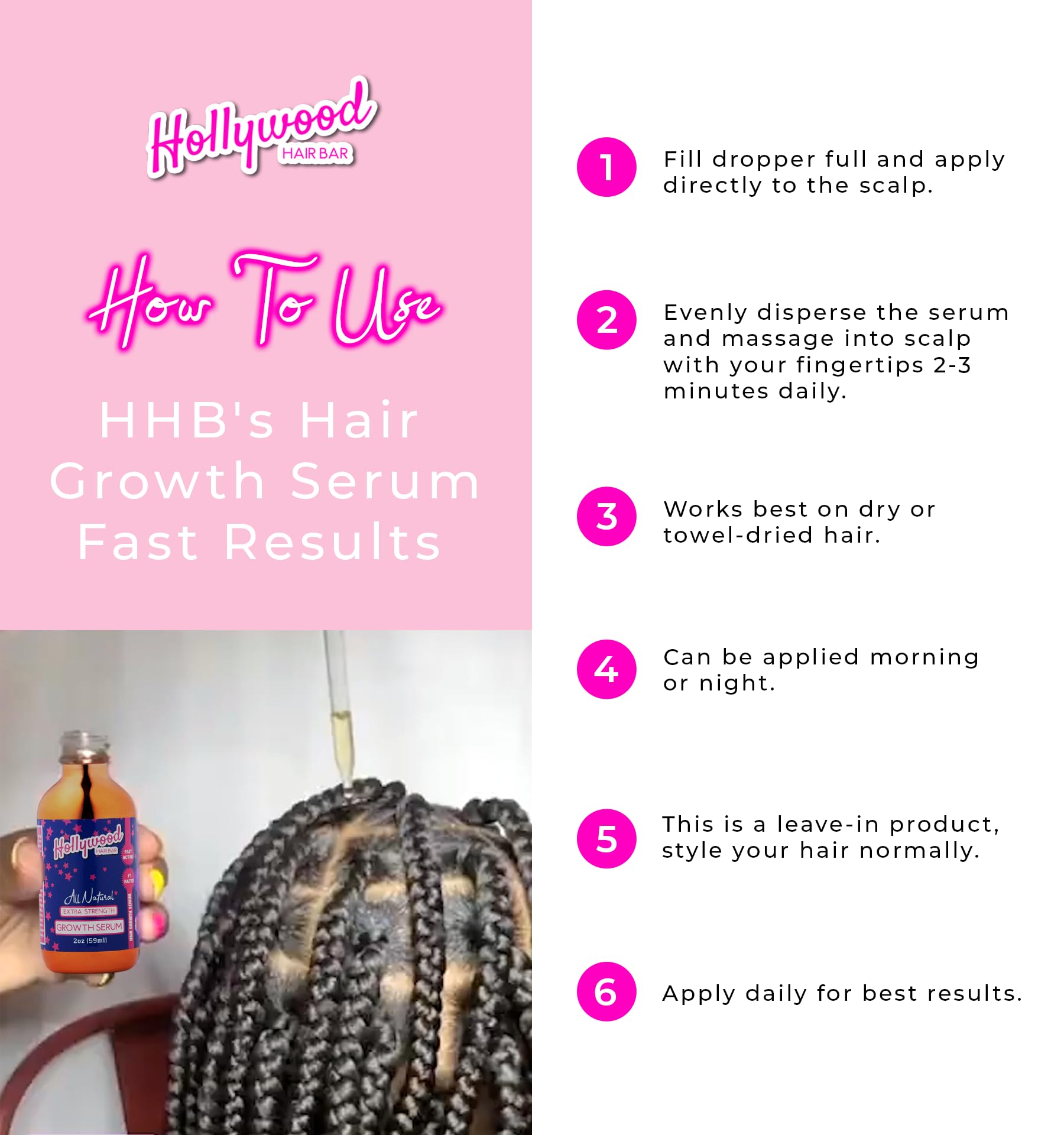 Hollywood Hair Bar | Hair Oil Regrowth Serum Extra Strength Vegan and Cruelty - Thumbnail 2