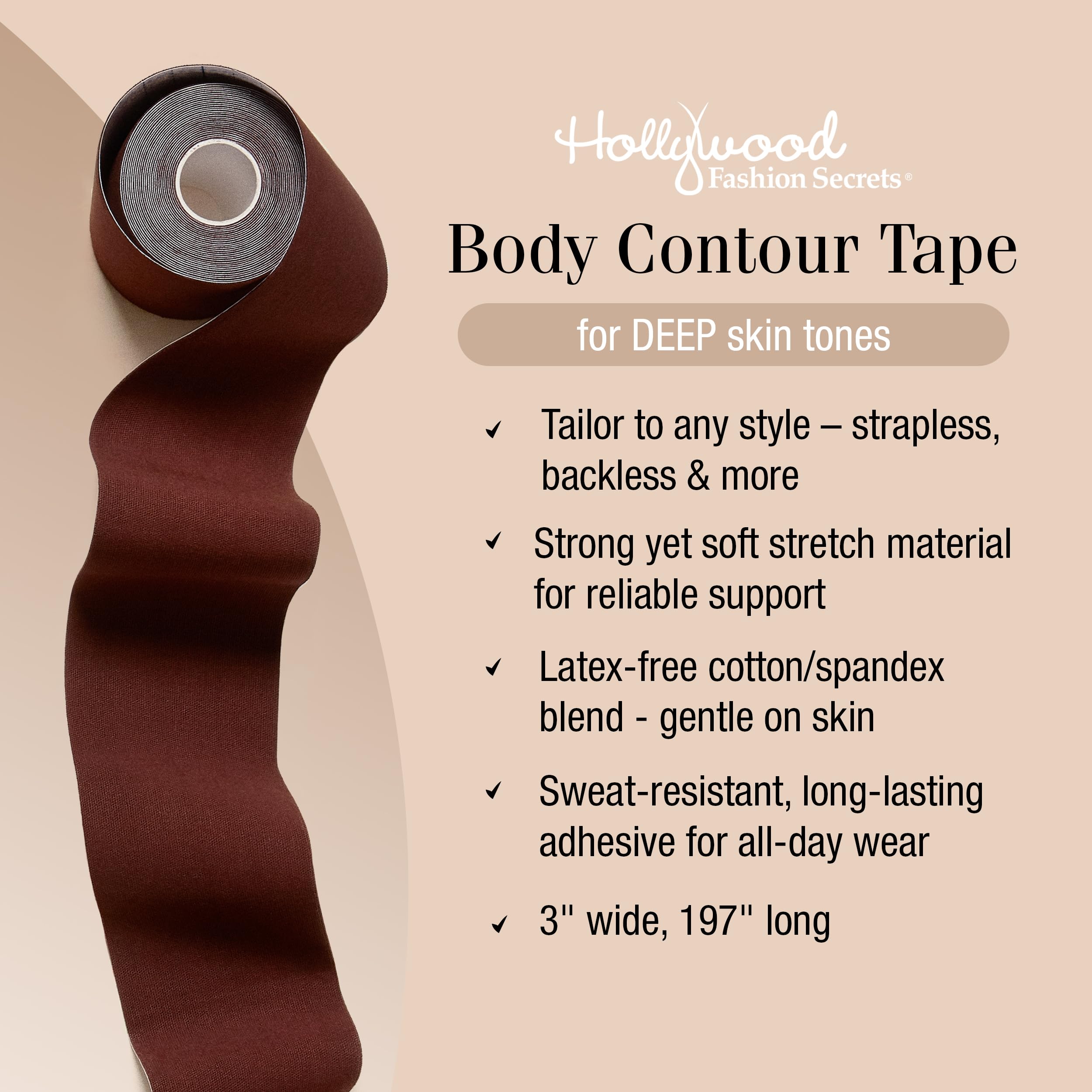Hollywood Fashion Secrets Body Contour Tape Deep Skin Safe Breast Lift Shaping - Thumbnail 3