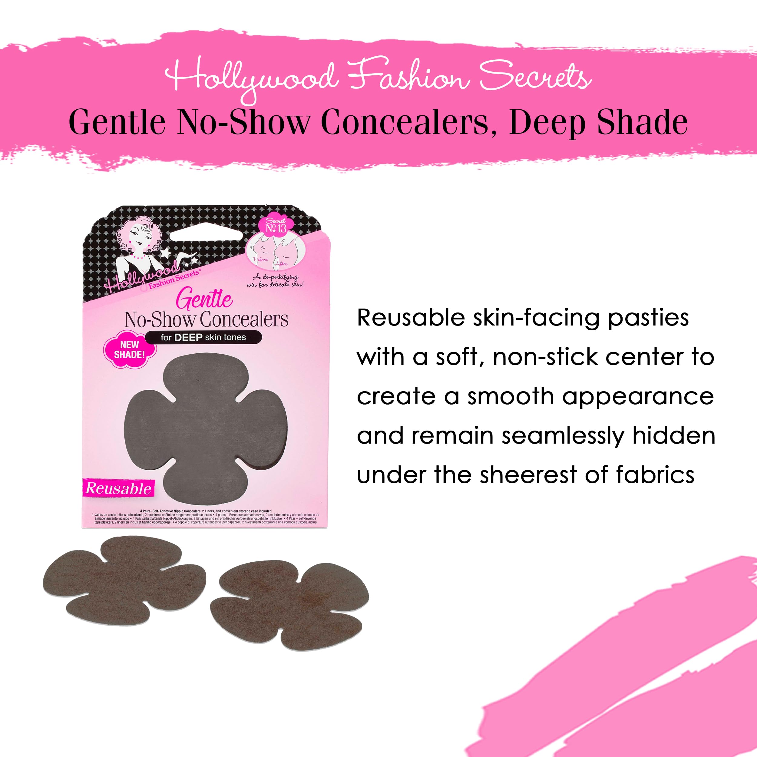 Hollywood Fashion Secrets Gentle No Show Concealers Deep Reusable Soft Petal - Thumbnail 3