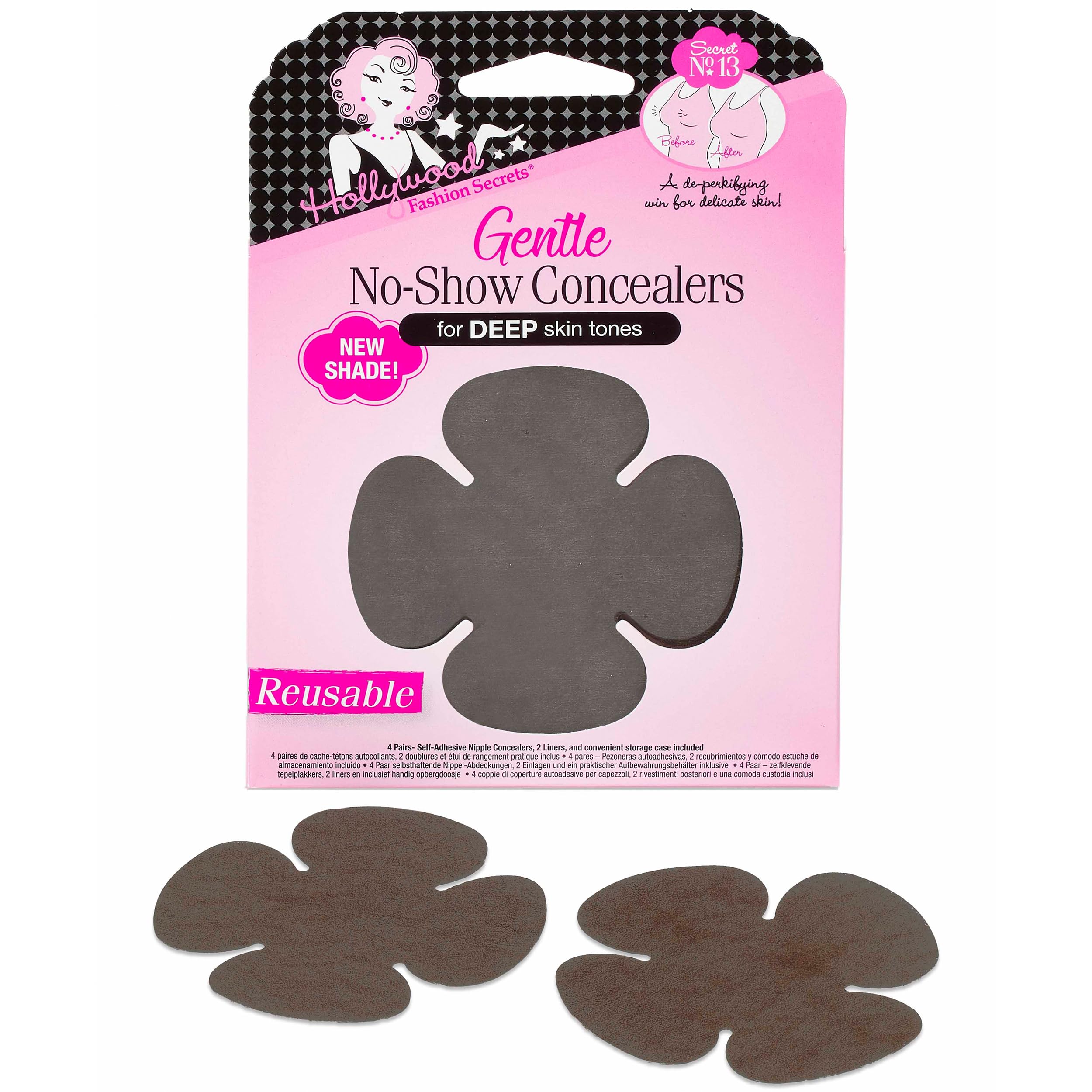 Hollywood Fashion Secrets Gentle No Show Concealers Deep Reusable Soft Petal