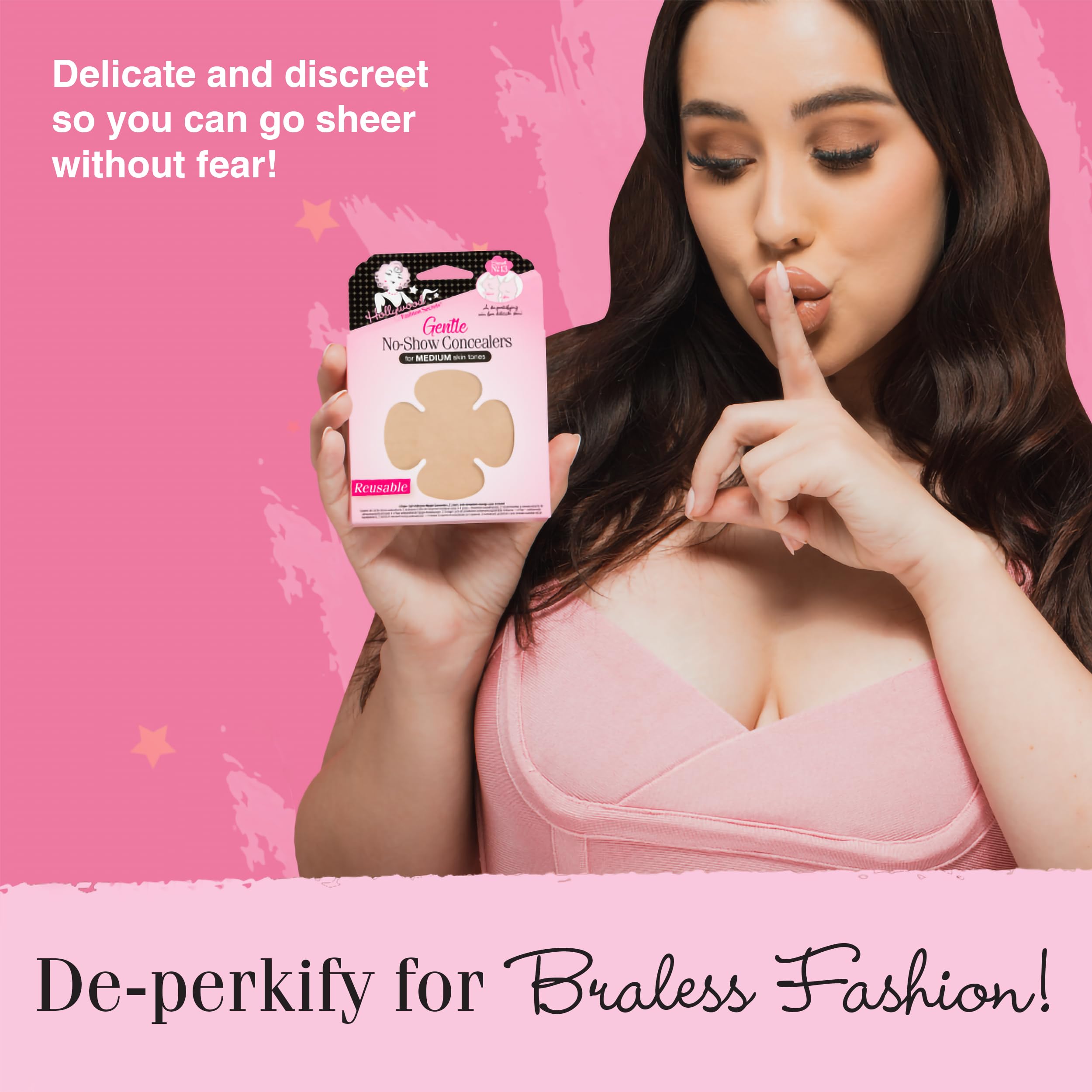 Hollywood Fashion Secrets Gentle No Show Concealers Medium Reusable Soft Petal - Thumbnail 2