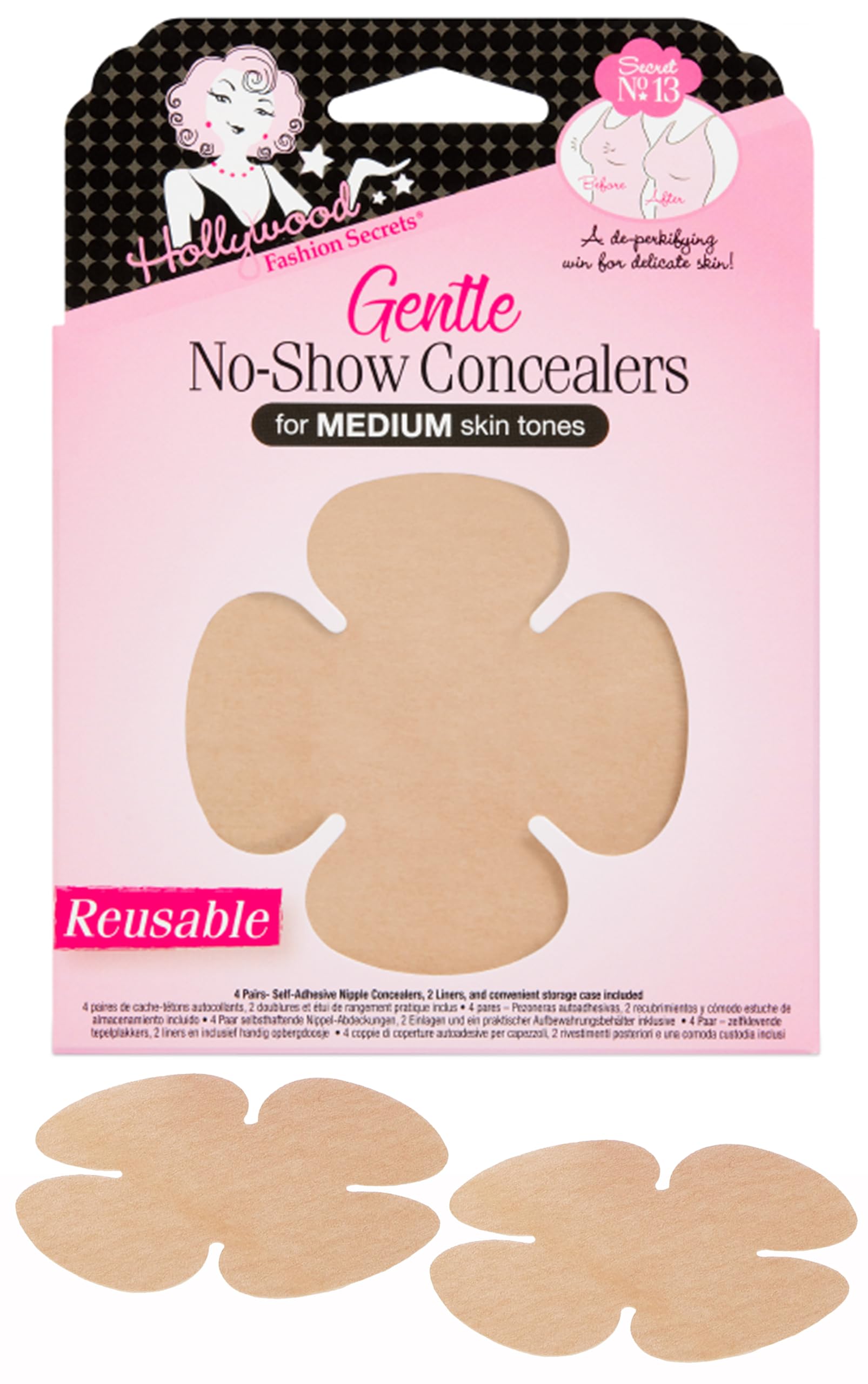 Hollywood Fashion Secrets Gentle No Show Concealers Medium Reusable Soft Petal