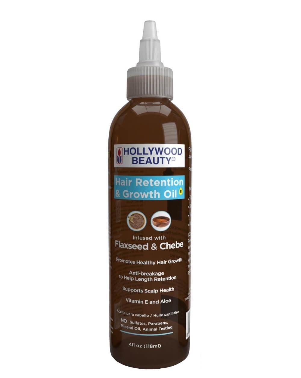 Hollywood Beauty Hair Retention and Growth Oil With Flaxseed and Chebe 4 oz - Thumbnail 3