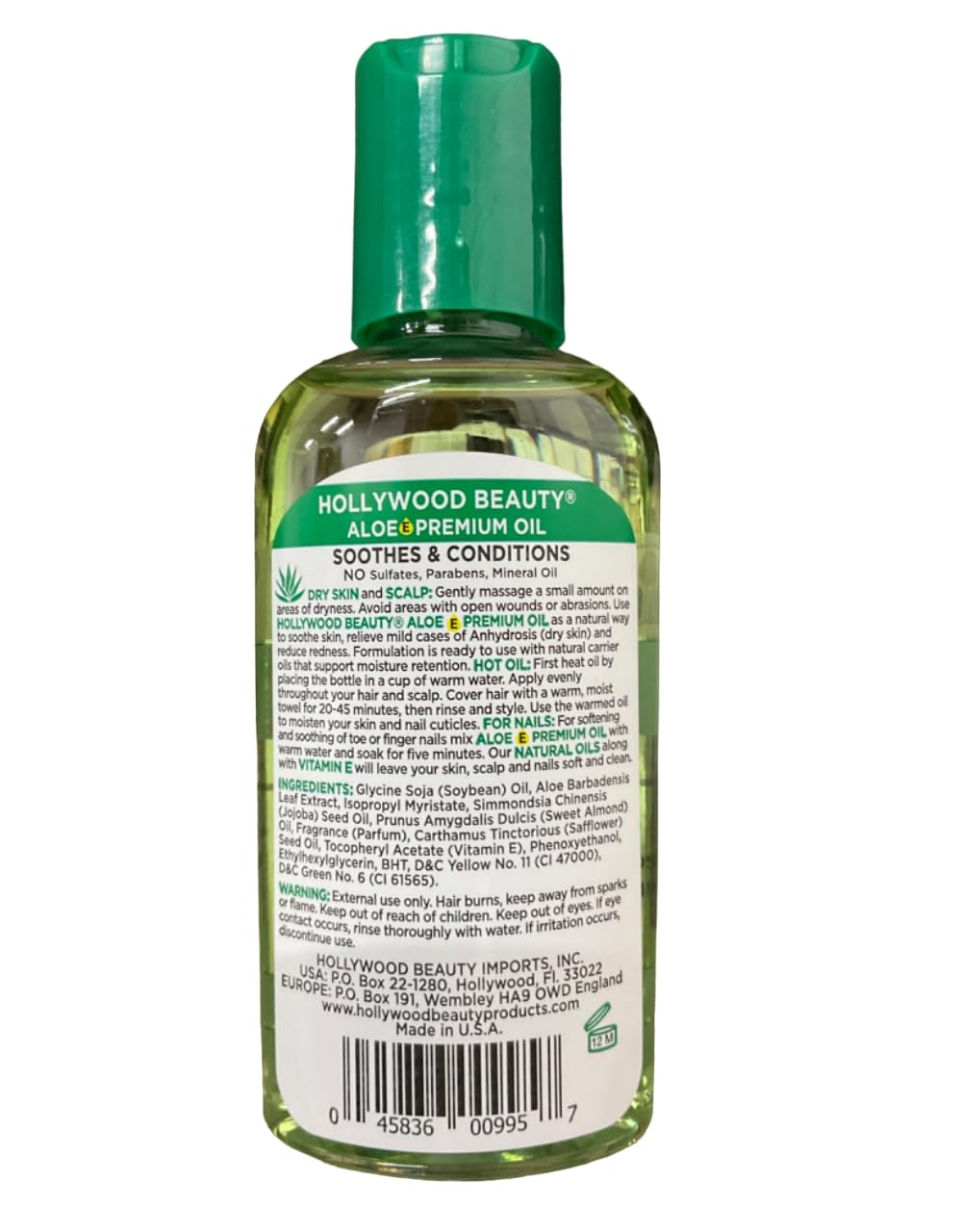 Hollywood Beauty Aloe Oil 2 oz