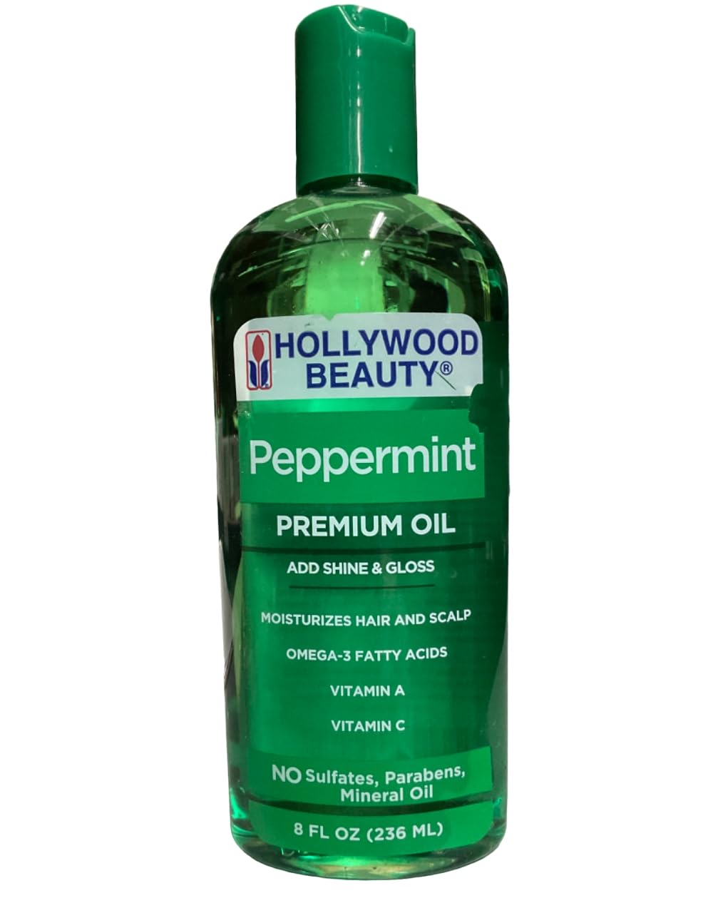Hollywood Beauty Peppermint Hair Oil Bottle Conditions Both Hair and Skin - Thumbnail 2