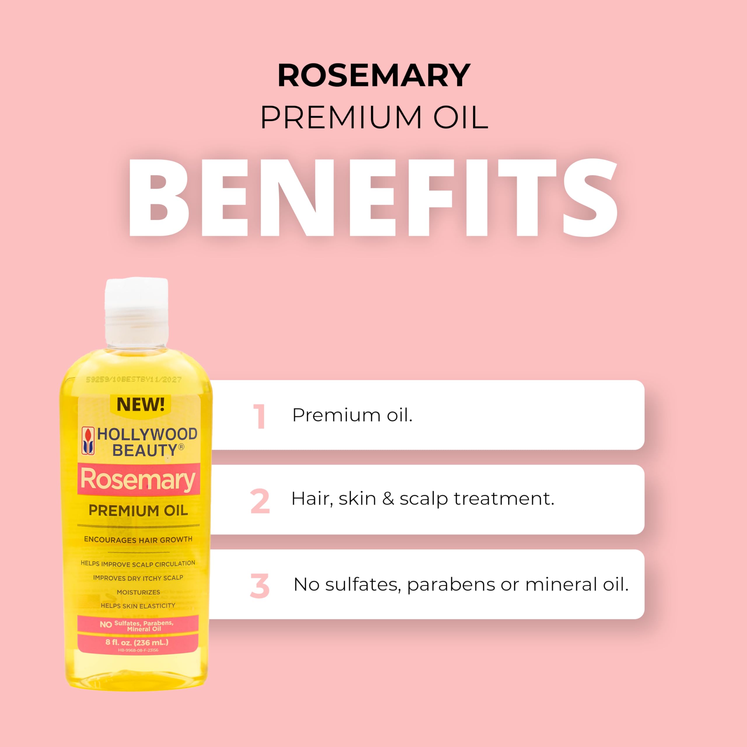 Hollywood Beauty Rosemary Oil for Hair Scalp Skin 8 Fl Oz Encourages Hair - Thumbnail 3