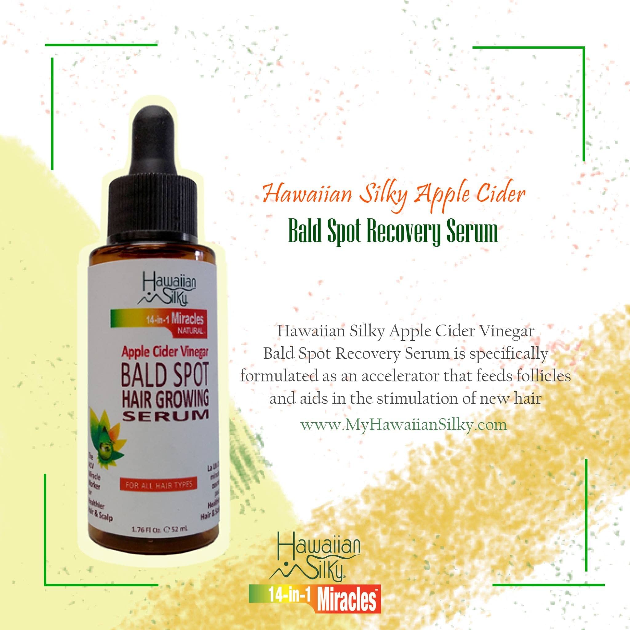 Hawaiian Silky Apple Cider Vinegar Bald Spot Recovery Serum 1.76 Fl Oz With
