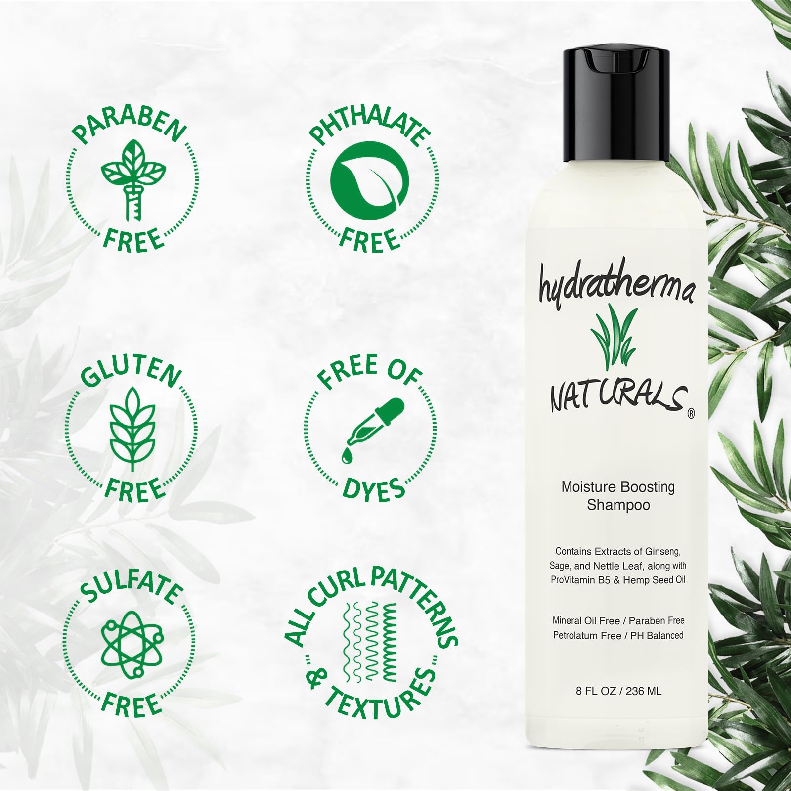 Hydratherma Naturals Moisturizing Boosting Shampoo 8.0 Fl. Oz. - Thumbnail 2