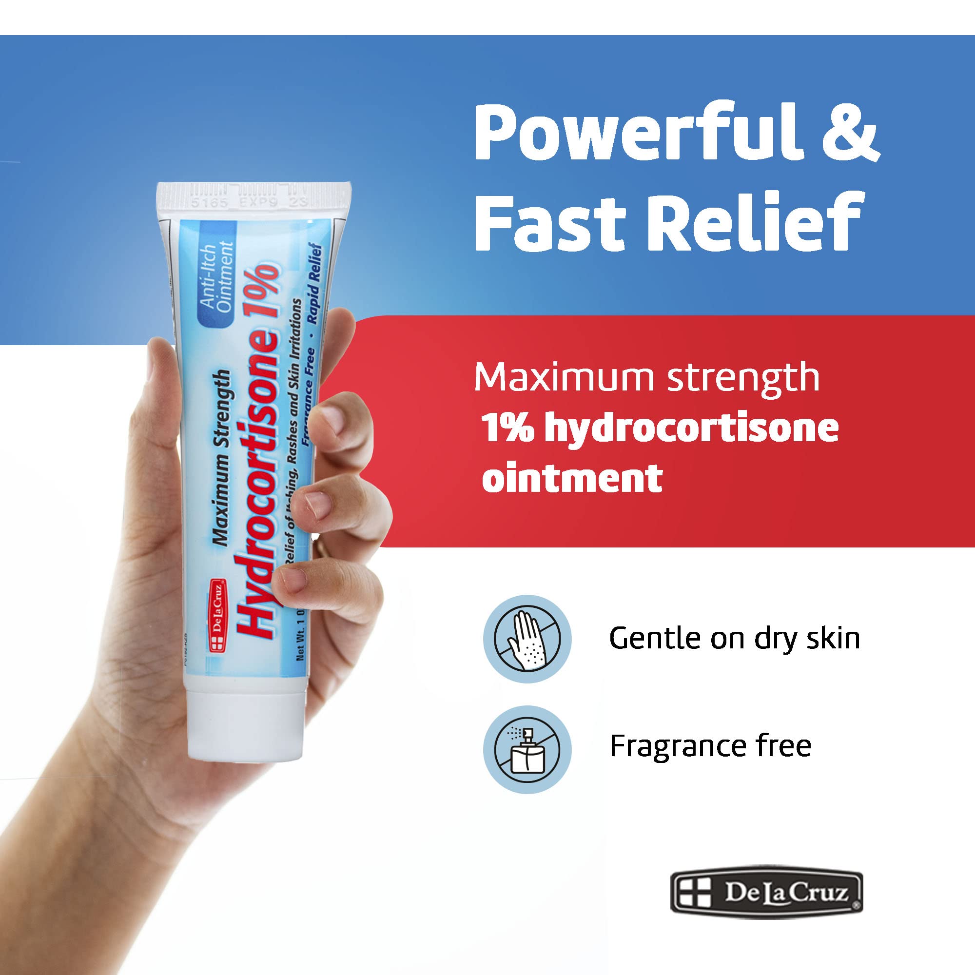 De la Cruz 1% Hydrocortisone Ointment Maximum Strength Topical Anti Itch - Thumbnail 2