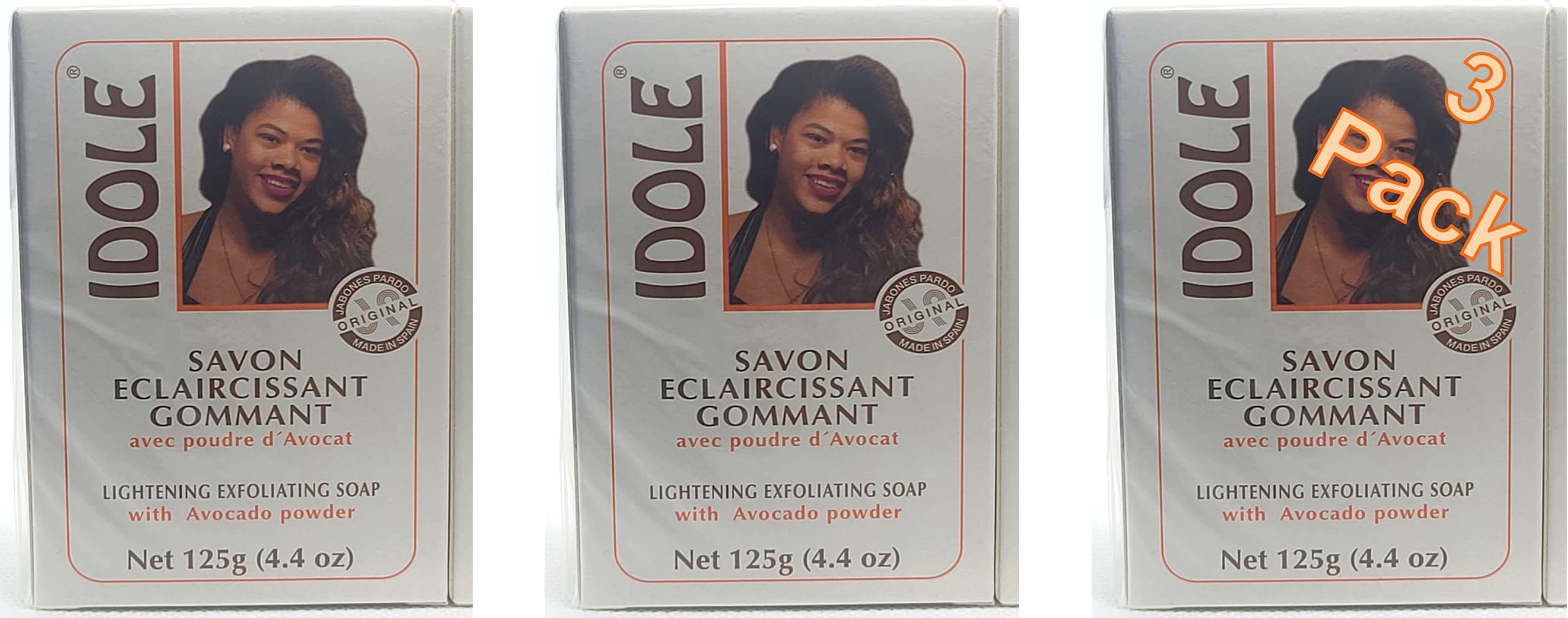 Idole Exfoliating Soap With Avocado Seed Powder 3 Pack Net 125g 4.4 oz