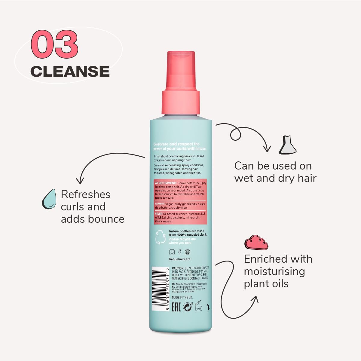 Imbue Leave In Conditioning for Curly Hair 6.7 Fl Oz Coconut Oil Frizz Control - Thumbnail 2