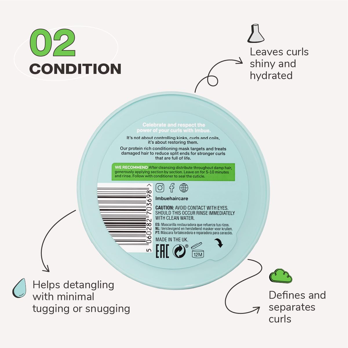 Imbue Curl Hair Conditioner Protein Rich Repairing Vegan Suitable for 3a 4c - Thumbnail 3