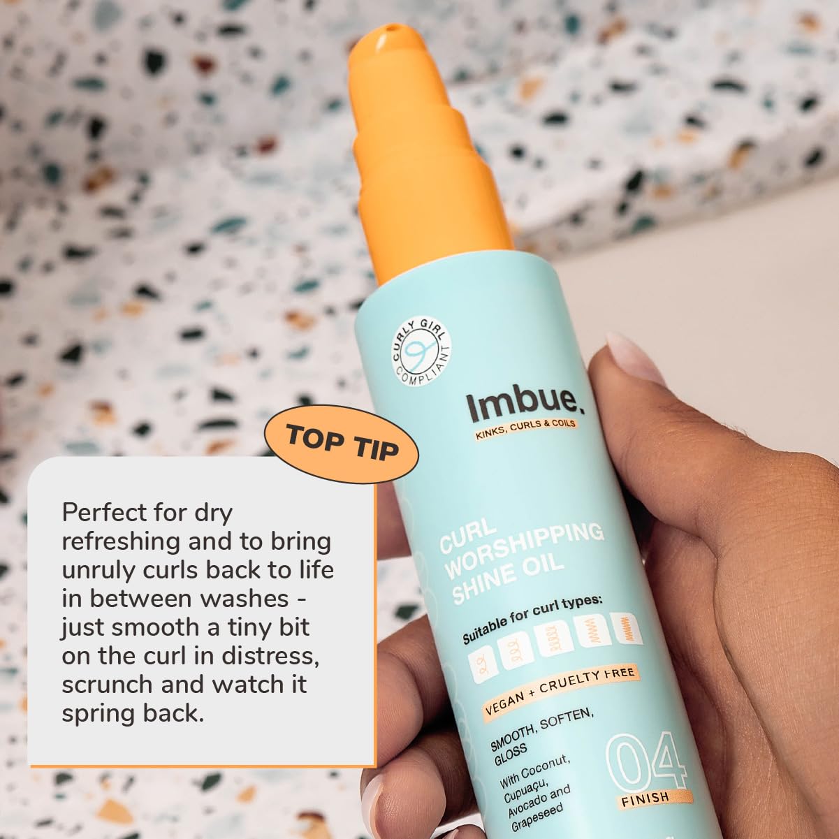 Imbue Curl Nourishment Oil for Curly Hairs 3.3 Fl Oz Vegan Curly Girl Compliant - Thumbnail 3