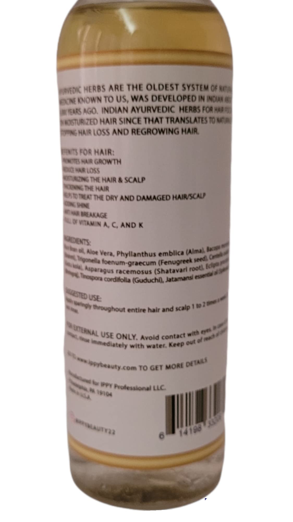 Ippy Beauty Raw Indian Herbal Natural Hair Growth Oil 4 oz - Thumbnail 3