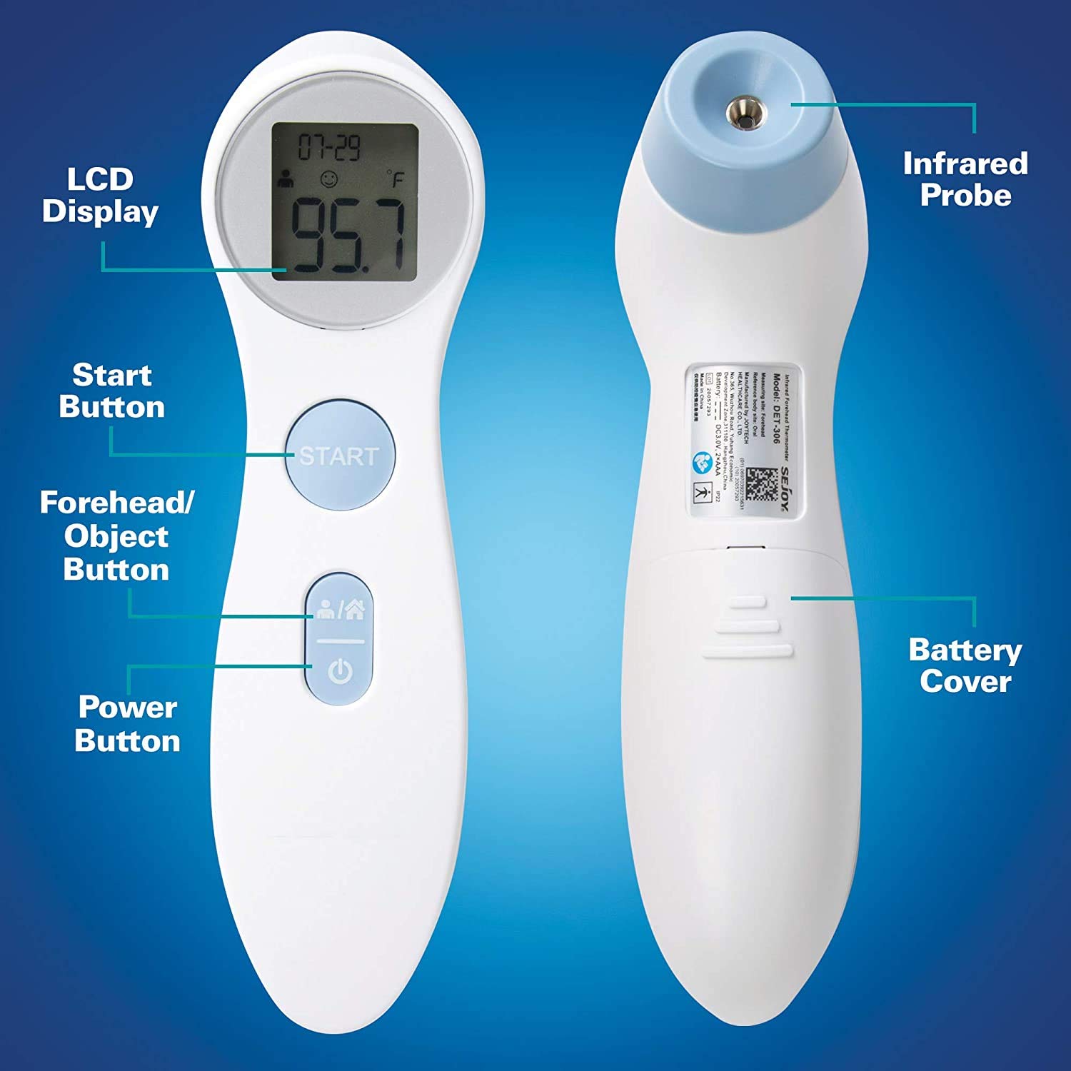 Digital Forehead Thermometer Infrared White