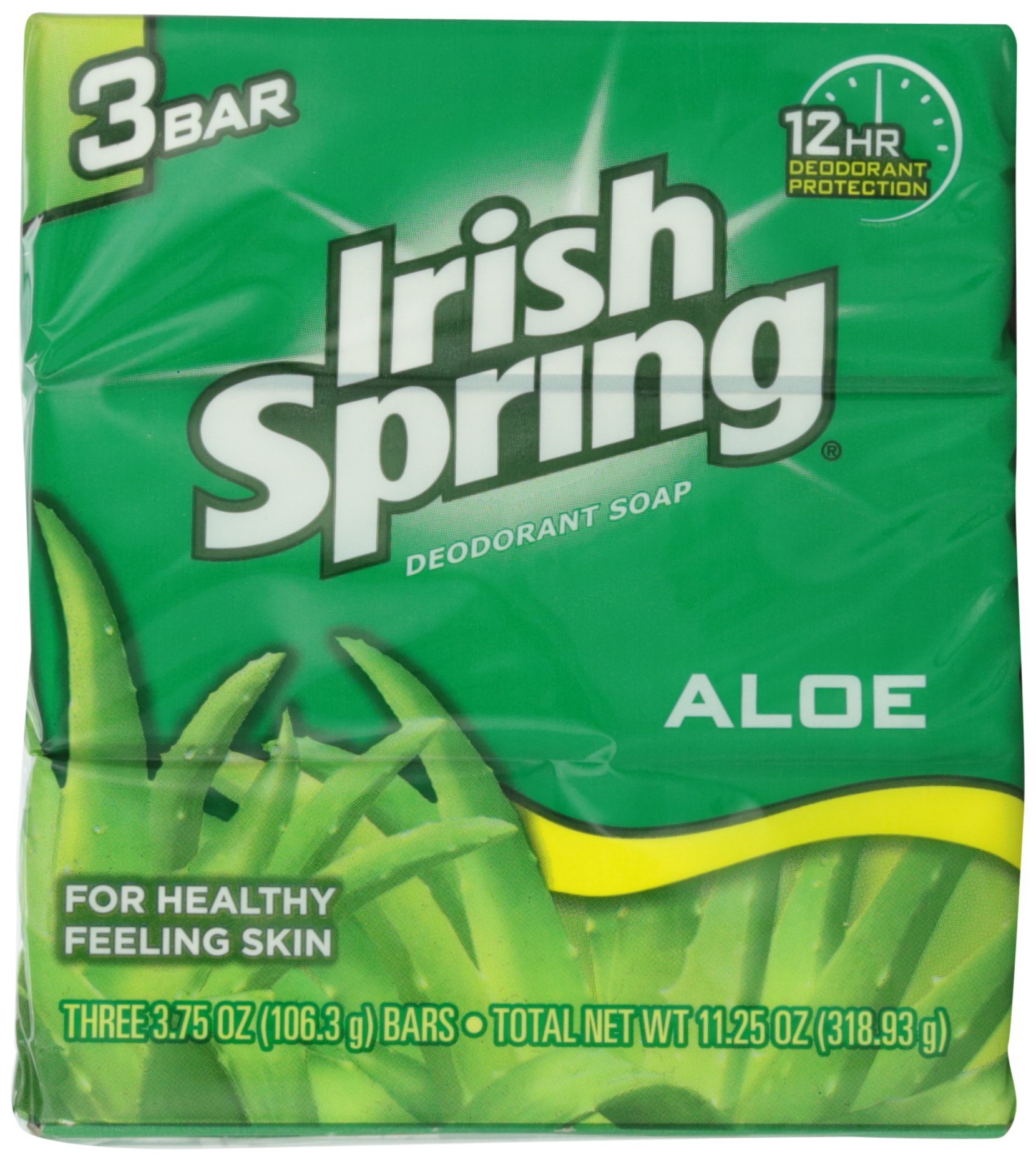 Irish Spring Deodorant Bath Bar Aloe 3 Count 3.75 oz